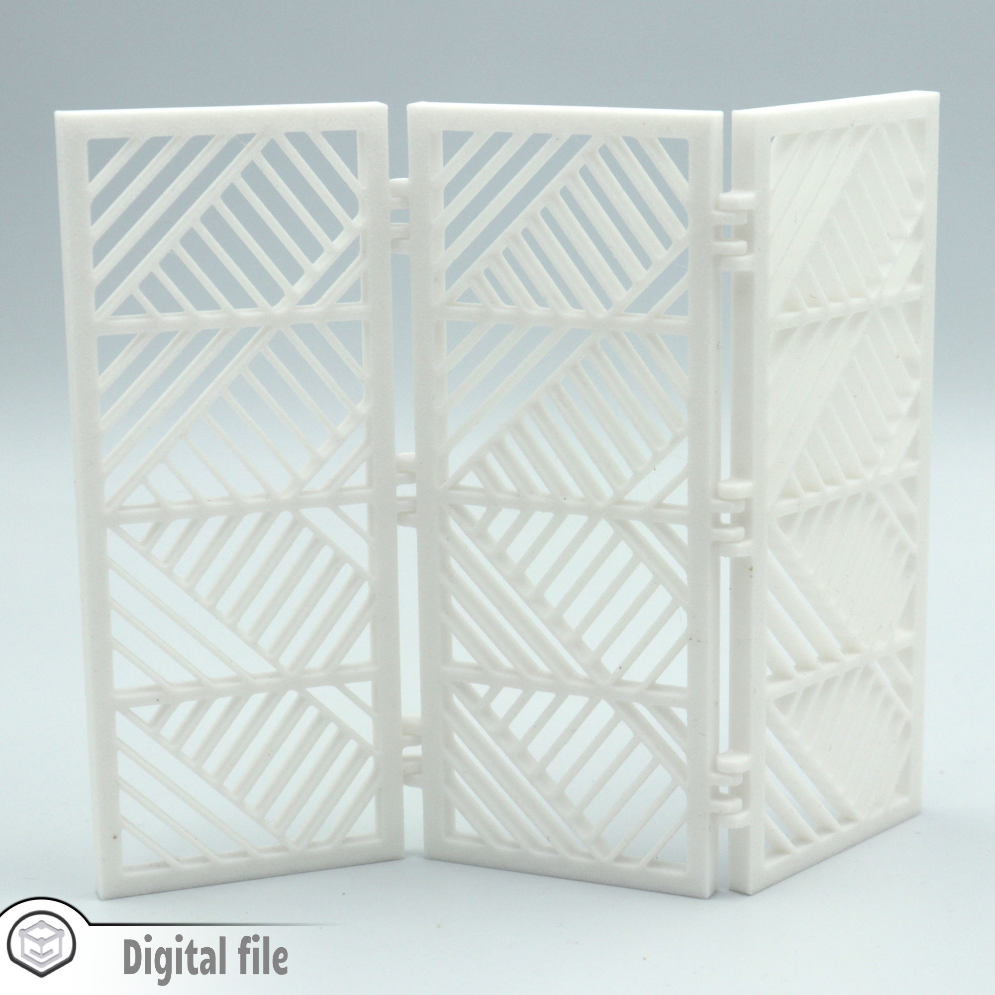 Room divider Diagonal lines print-in-place  3D print model_3
