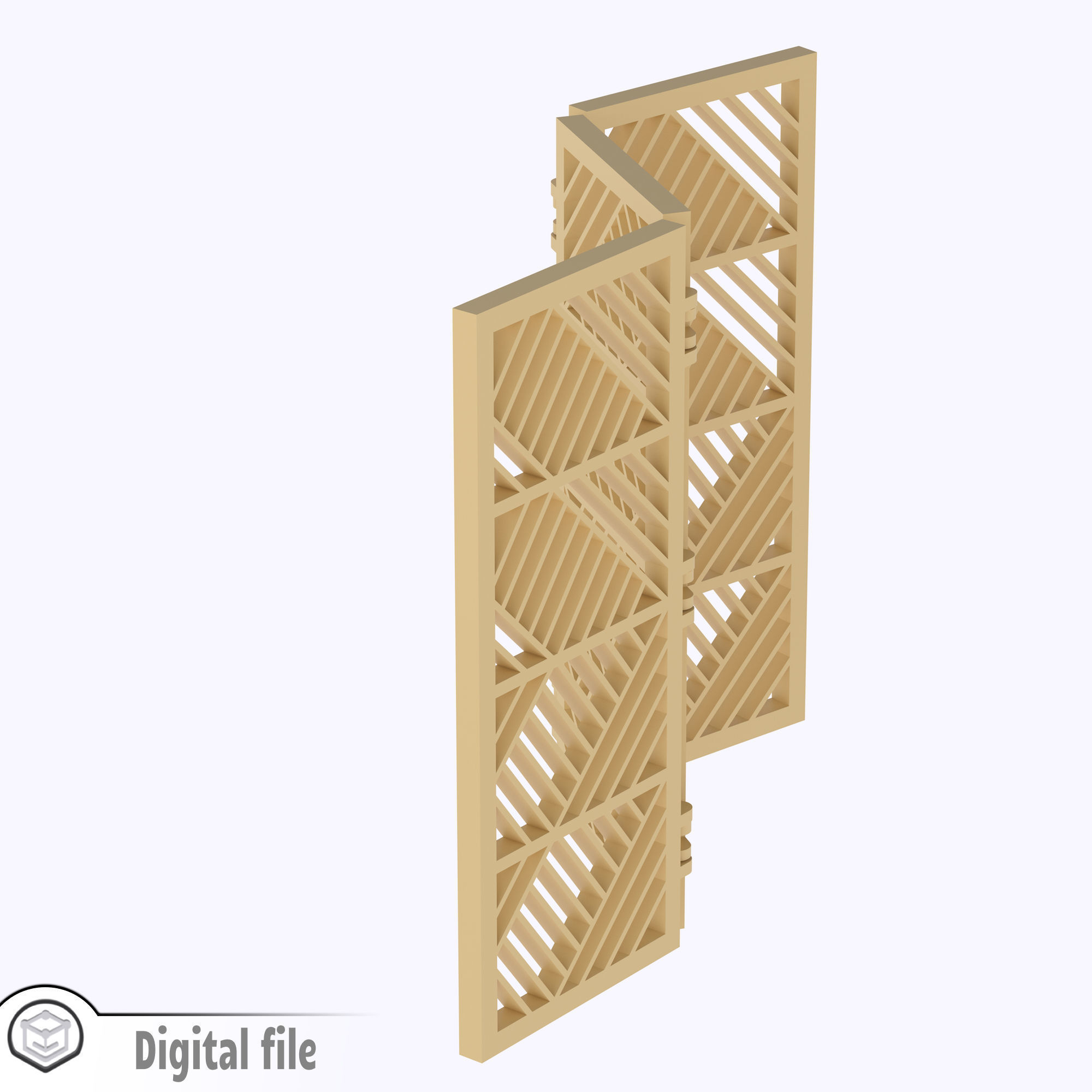 Room divider Diagonal lines print-in-place  3D print model_1