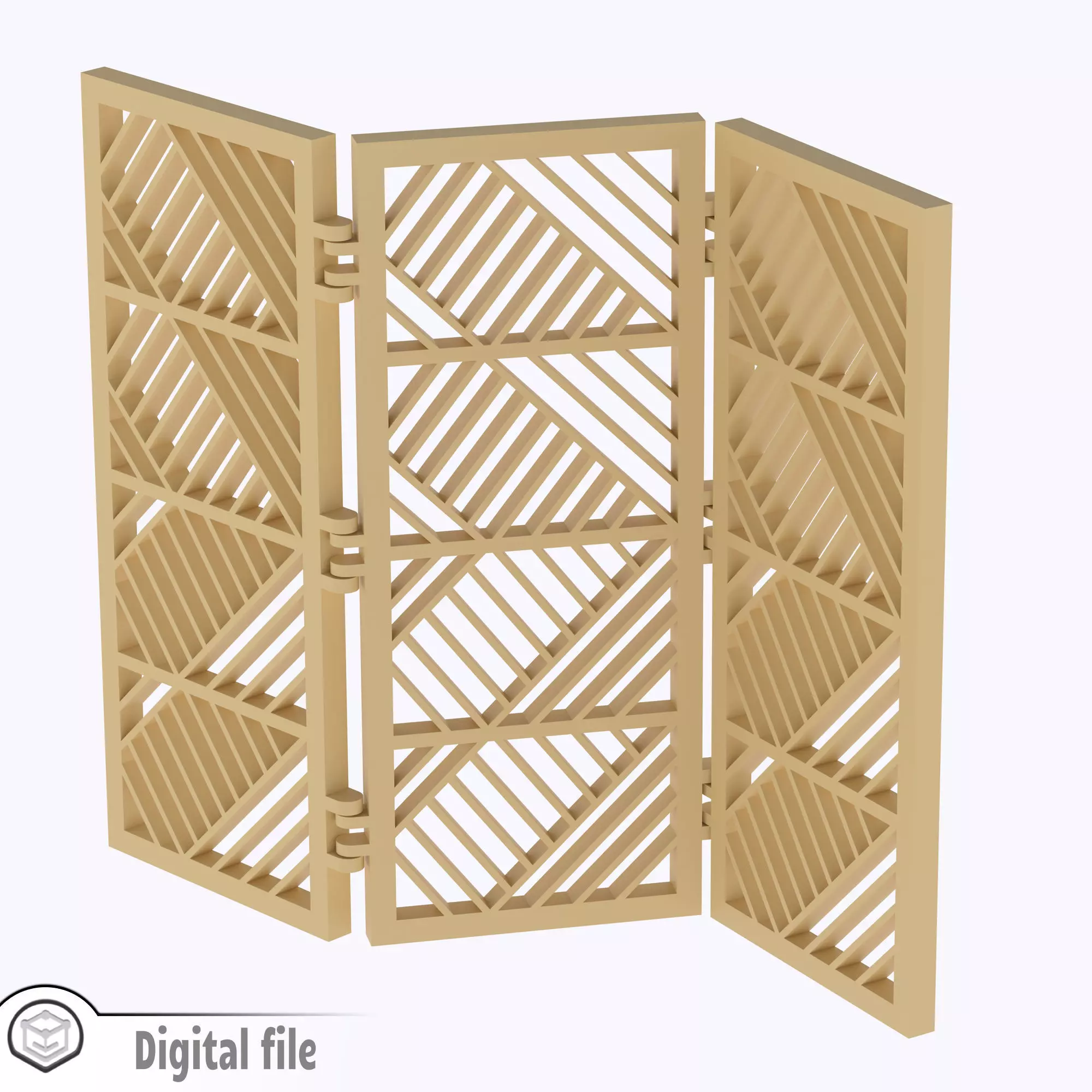 Room divider Diagonal lines print-in-place  3D print model_0