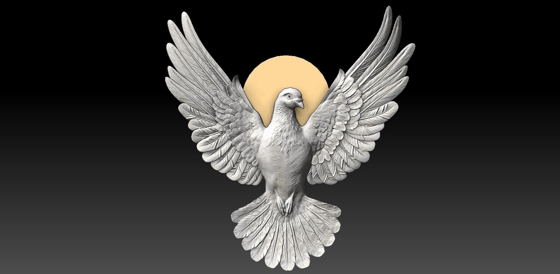 dove pigeon bas relief   3D print model_10