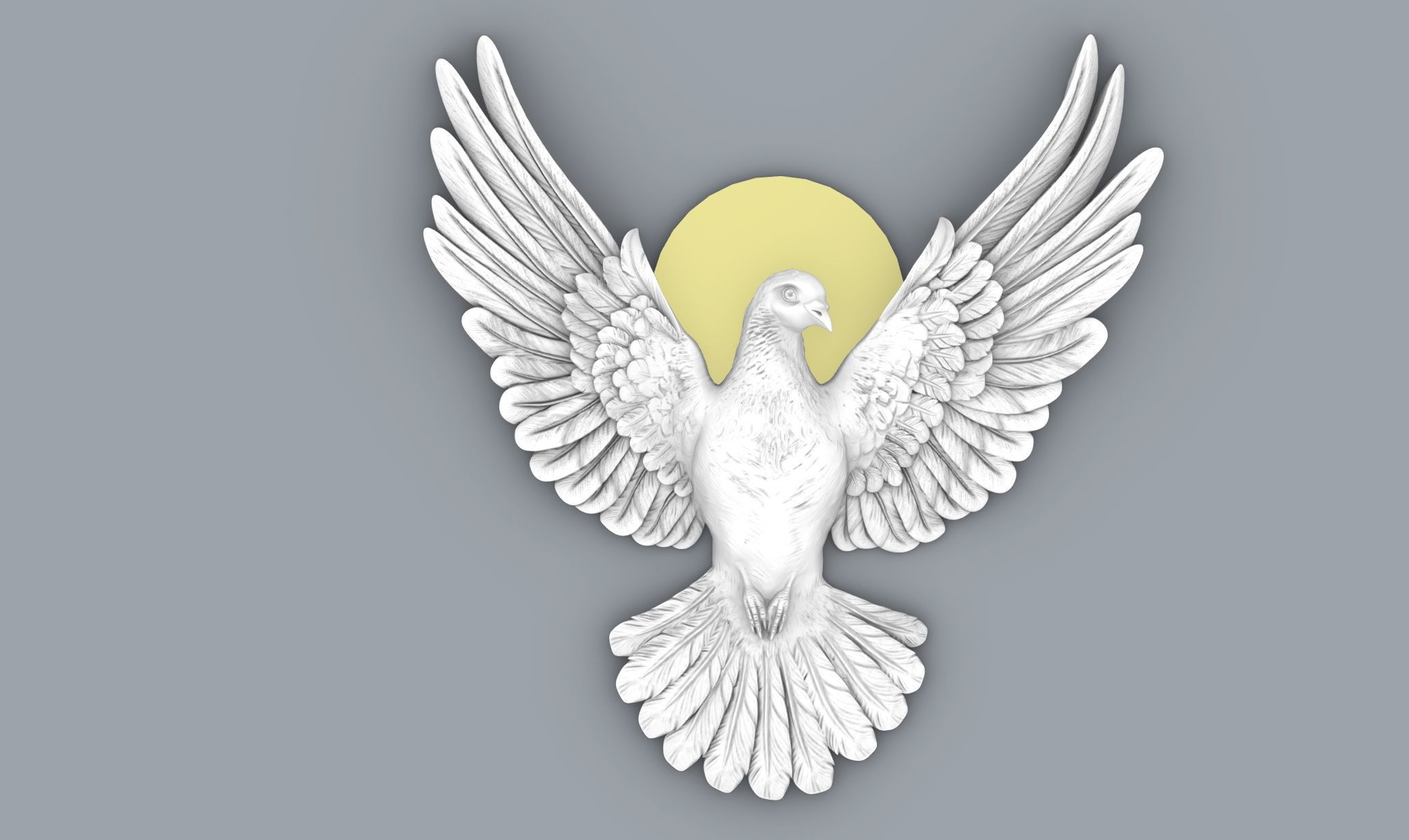 dove pigeon bas relief   3D print model_7