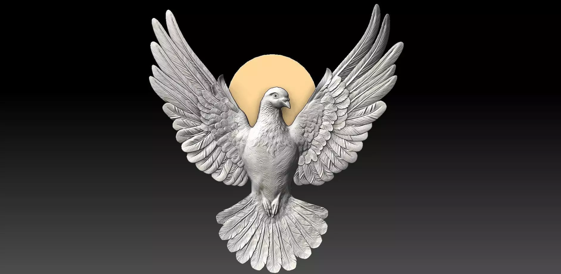 dove pigeon bas relief   3D print model_0