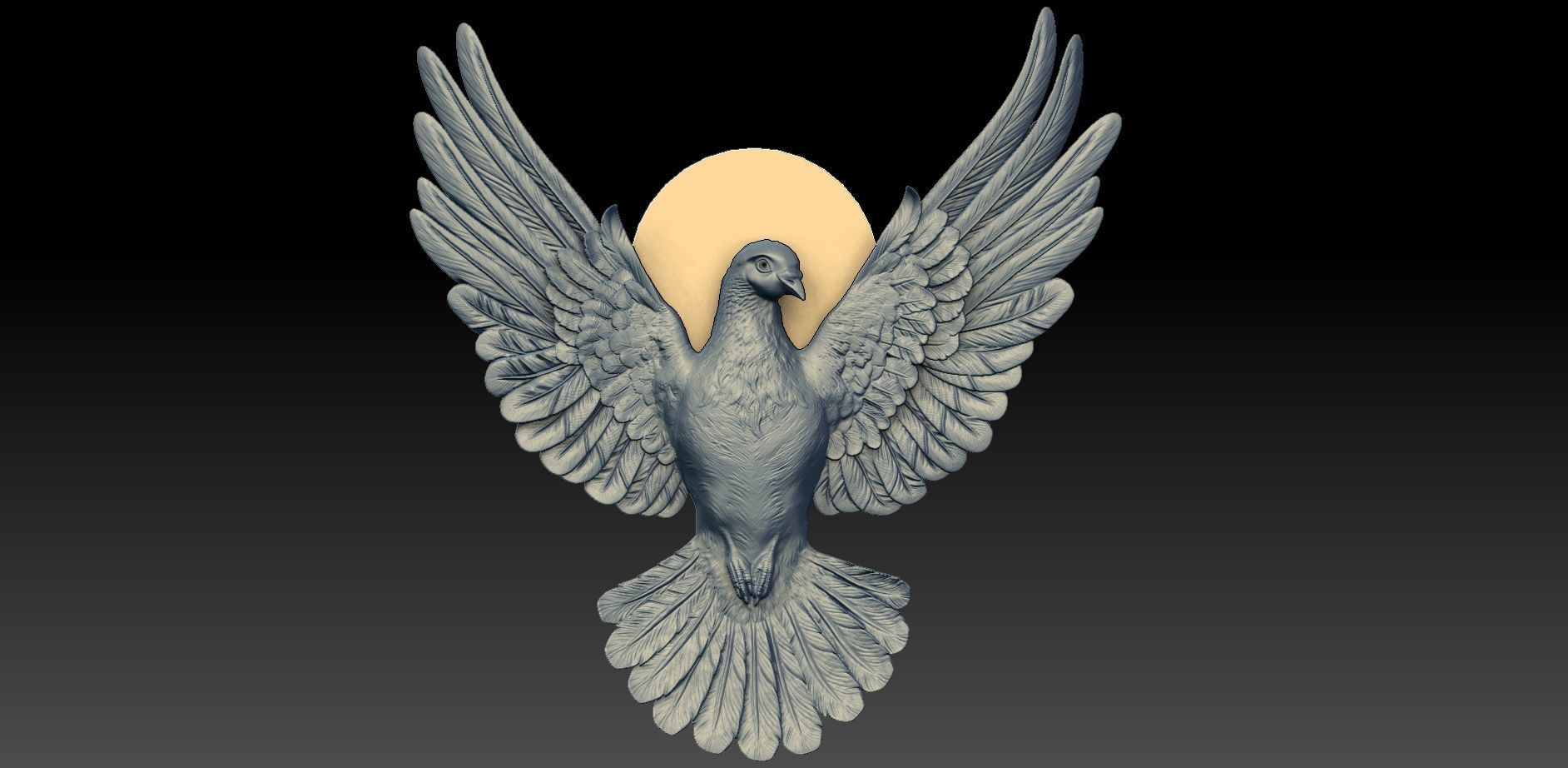 dove pigeon bas relief   3D print model_5