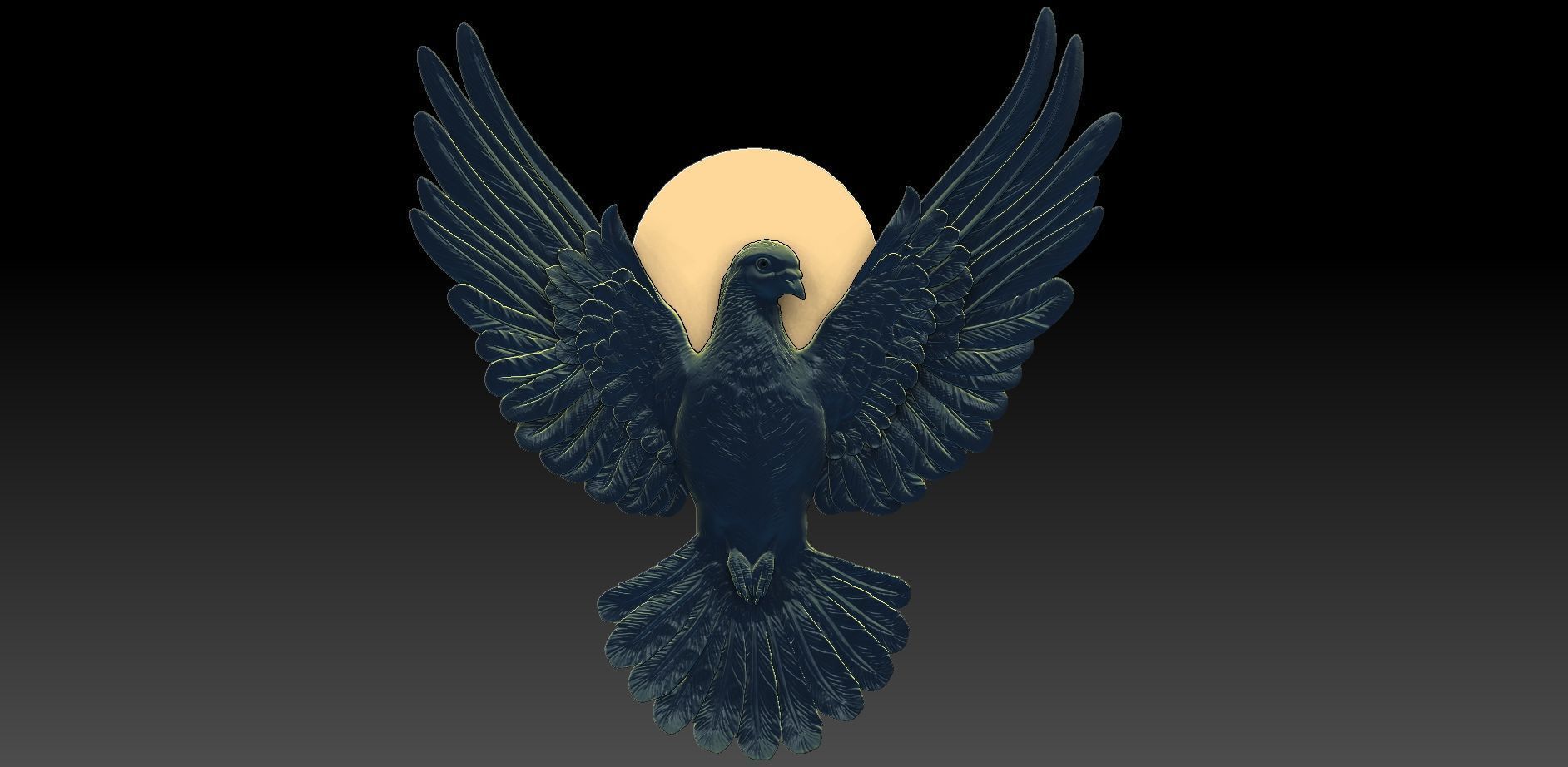 dove pigeon bas relief   3D print model_6
