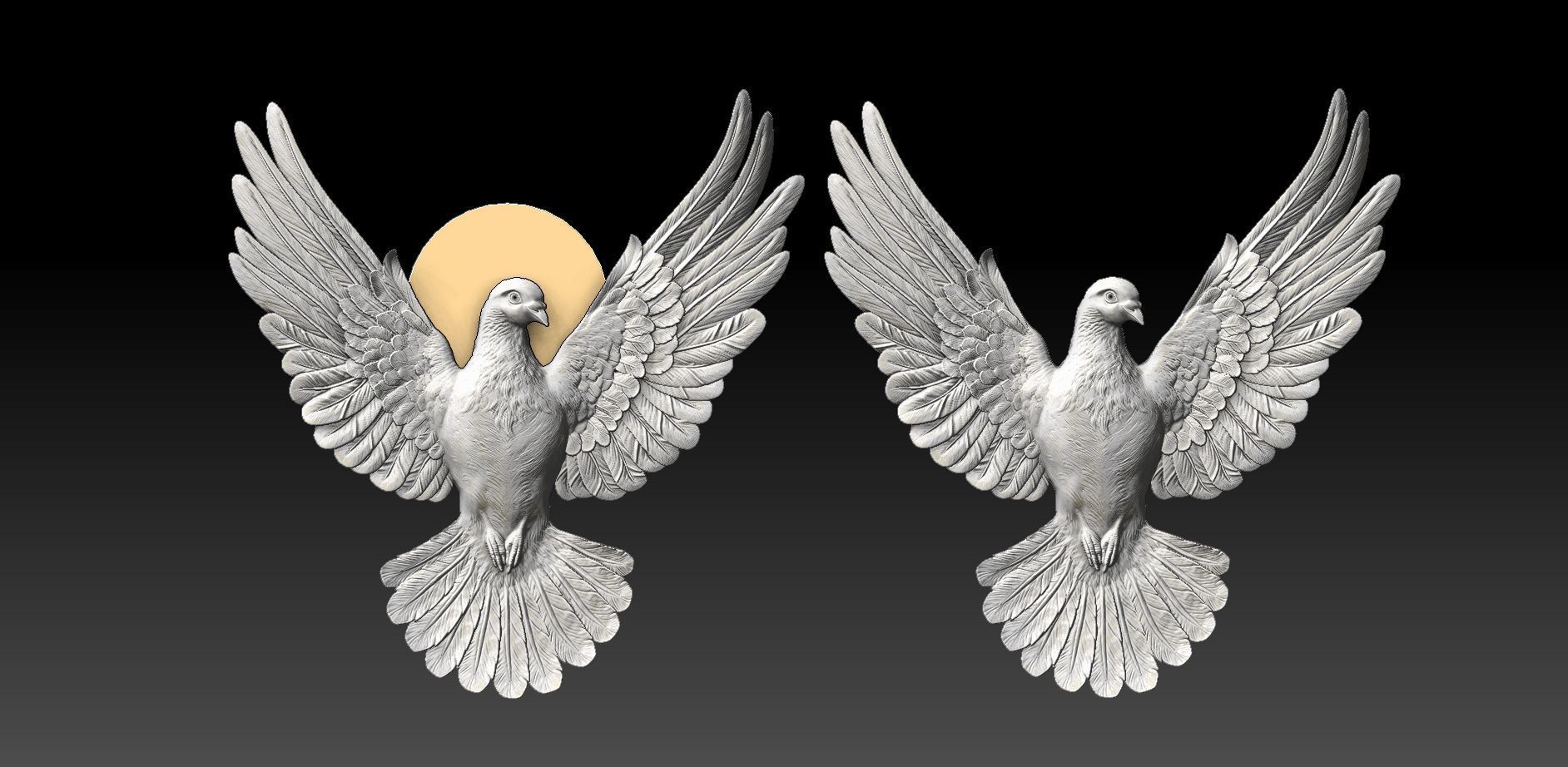dove pigeon bas relief   3D print model_1