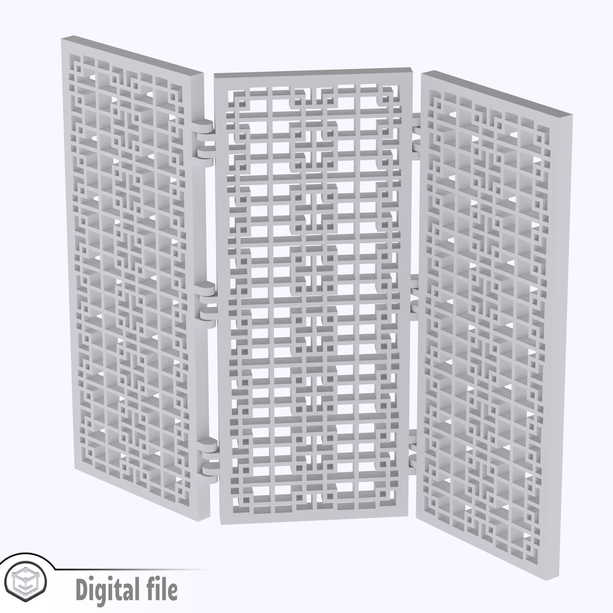Room divider Oriental print-in-place 3D print model_4