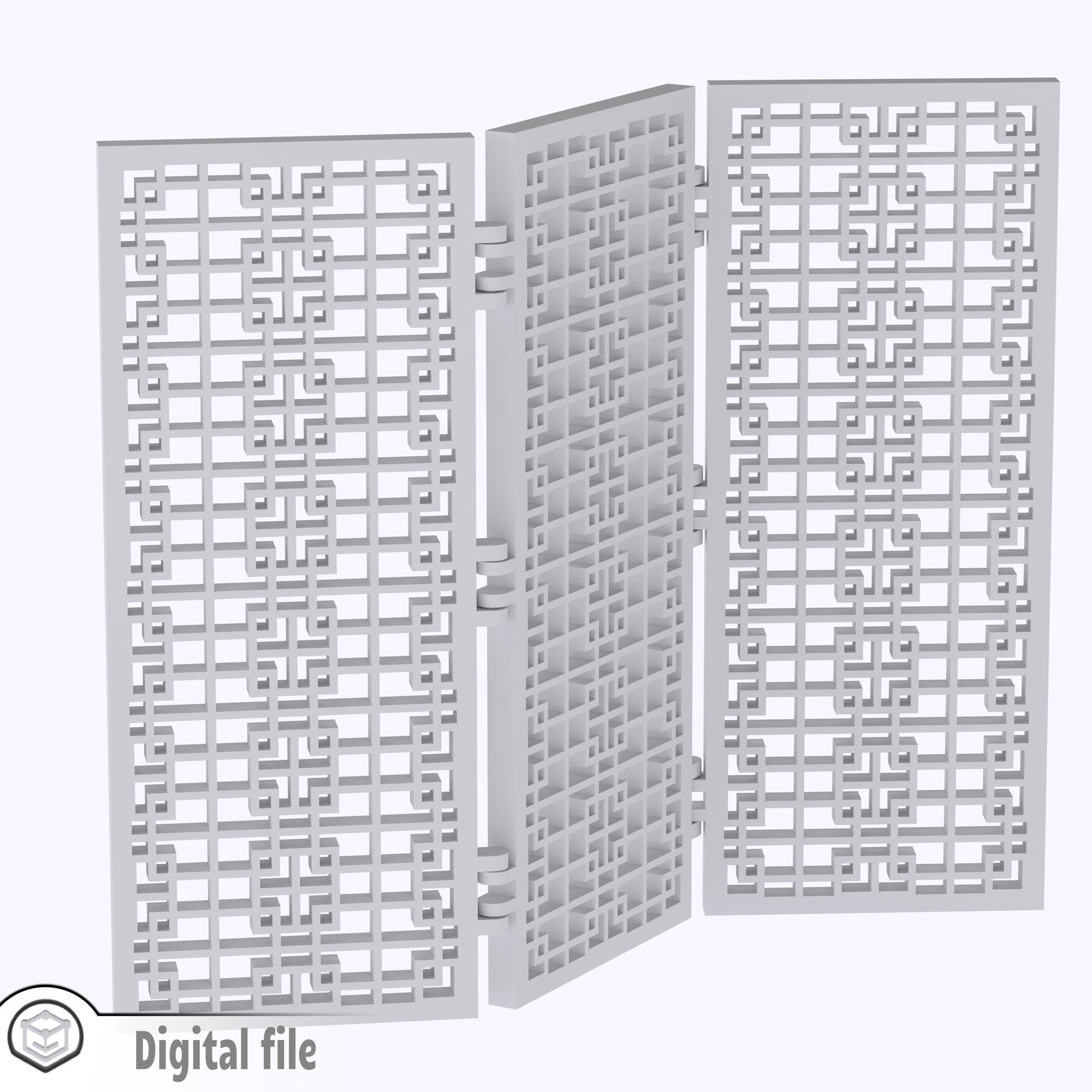 Room divider Oriental print-in-place 3D print model_5