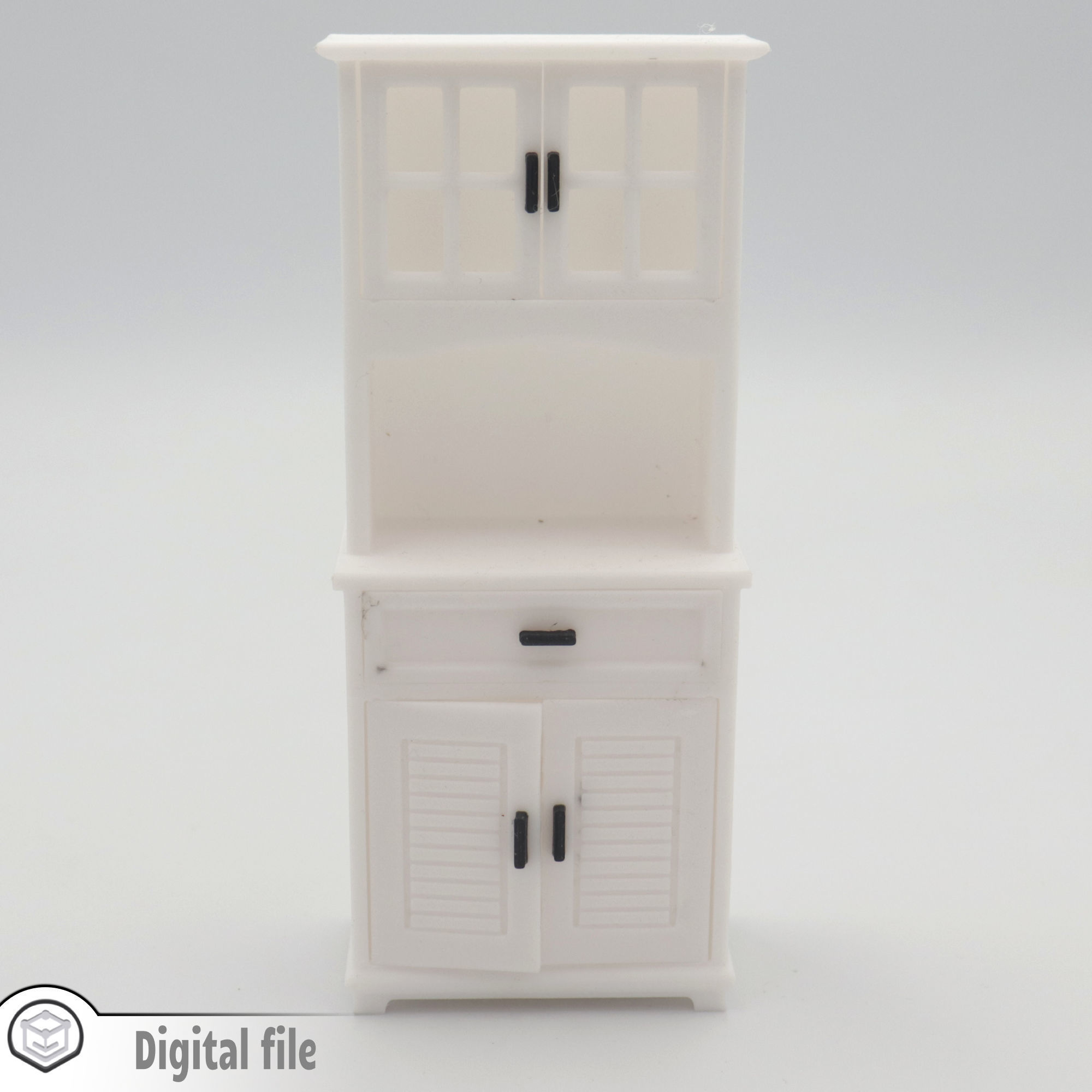Tall Kitchen cabinet with functional door and shelves 3D print model_3