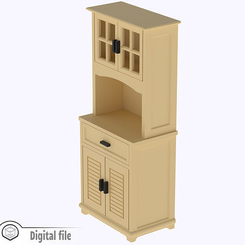 Tall Kitchen cabinet with functional door and shelves  3D print model