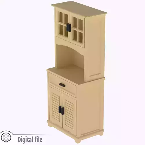 Tall Kitchen cabinet with functional door and shelves 