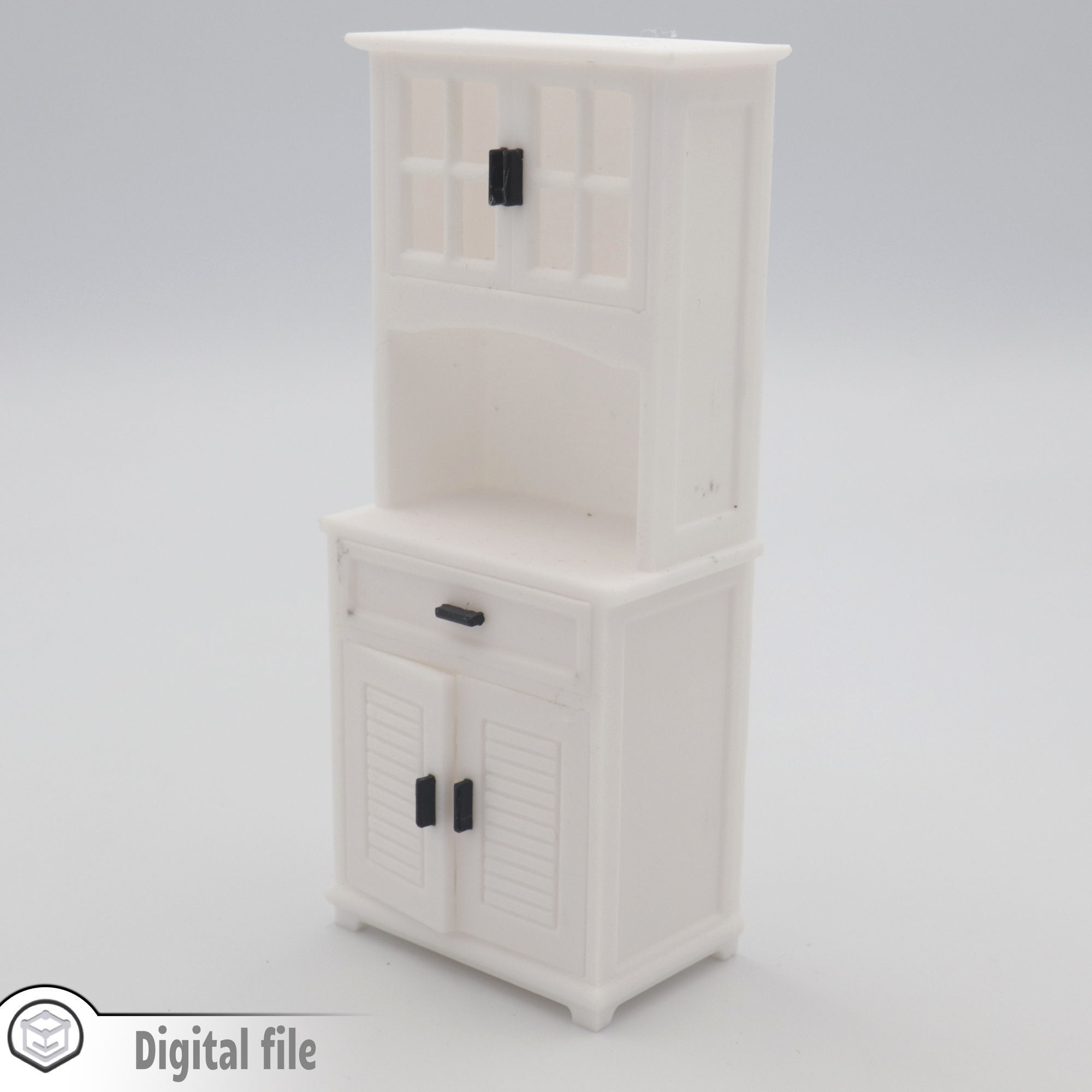 Tall Kitchen cabinet with functional door and shelves 3D print model_4