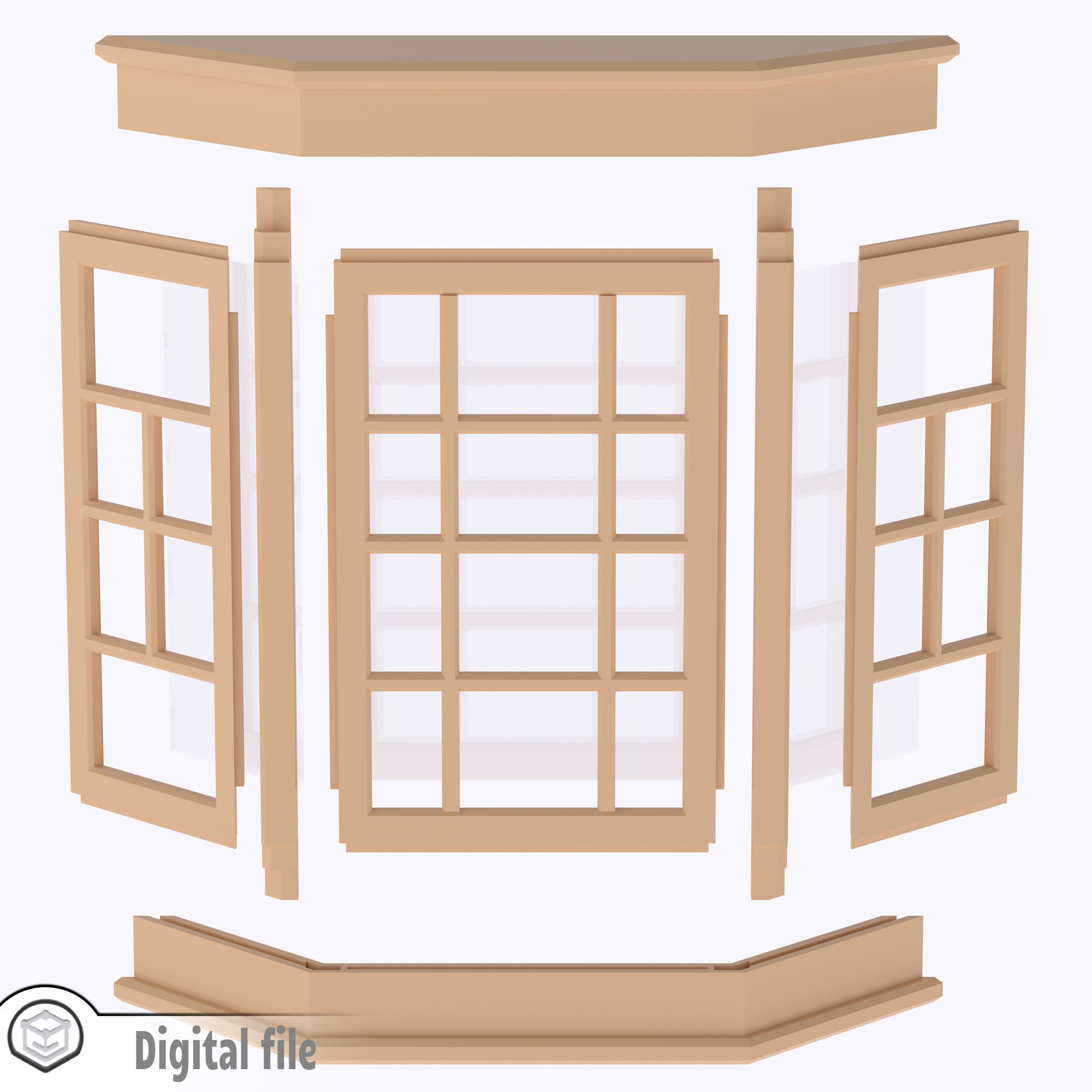 Bay window multi-color and multi-material features  3D print model_5