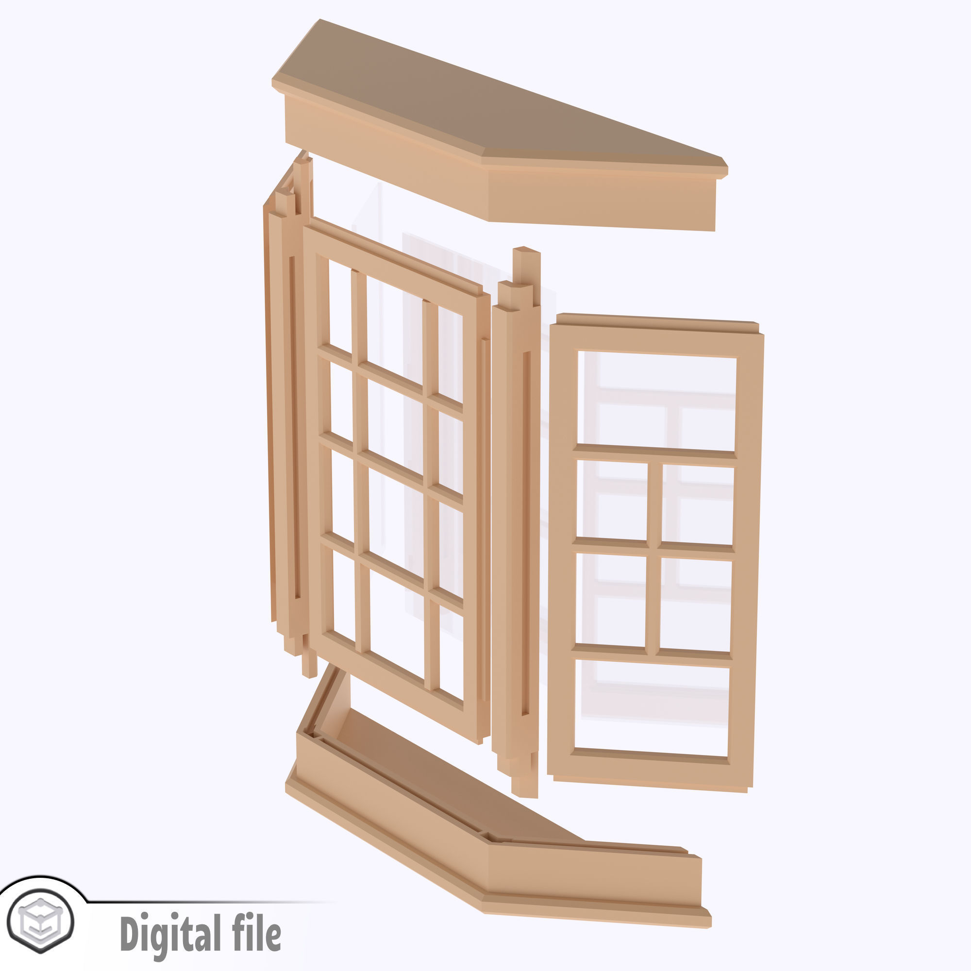 Bay window multi-color and multi-material features  3D print model_4
