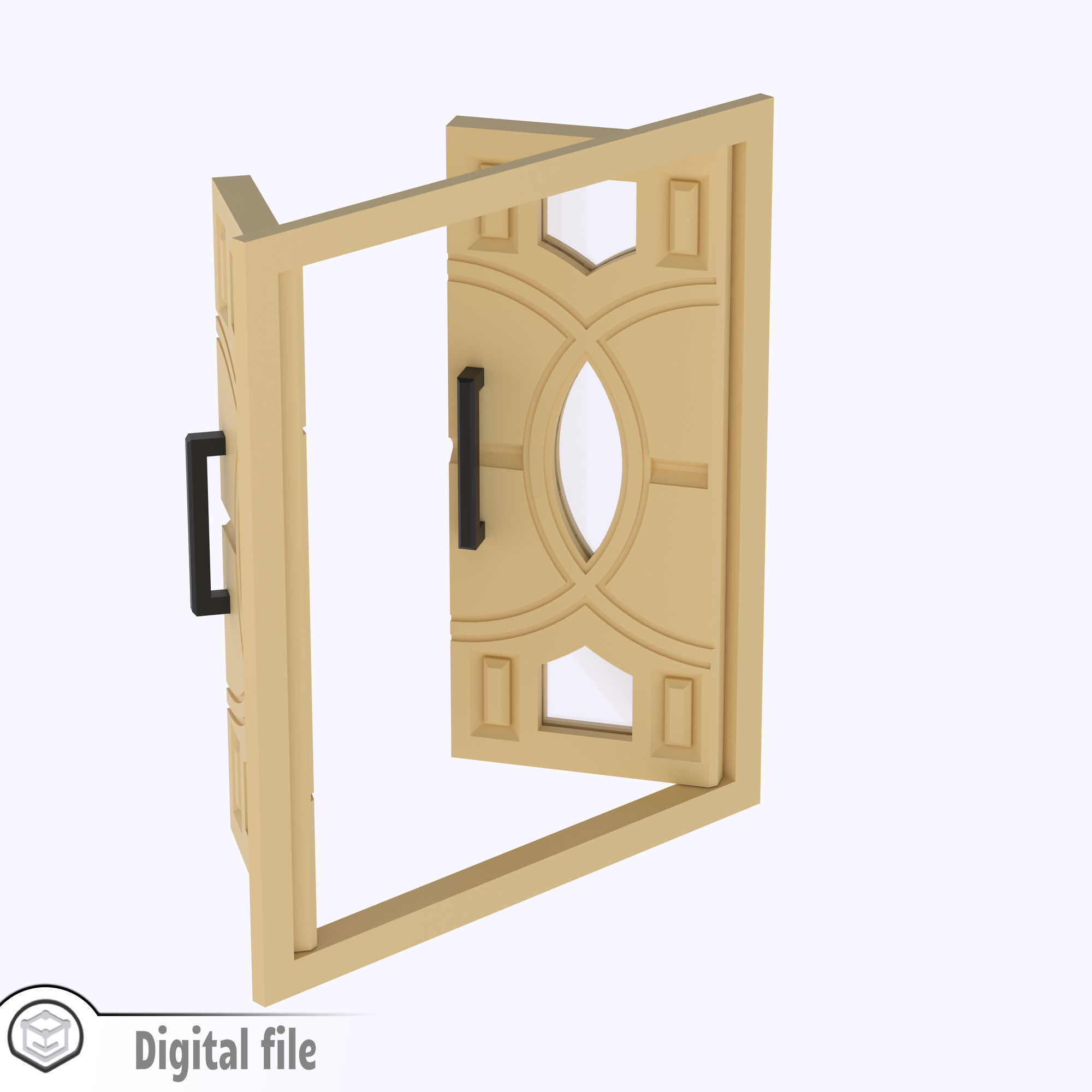 Functional Double Door style 7 multi-color and multi-material 3D print model_8