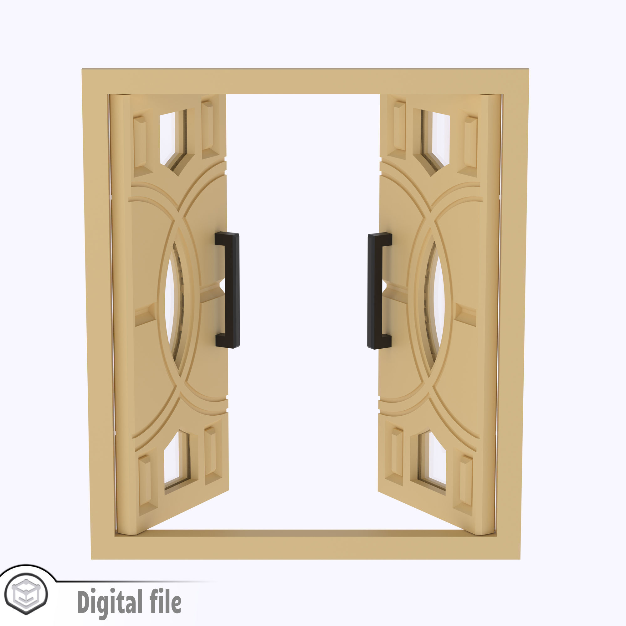 Functional Double Door style 7 multi-color and multi-material 3D print model_5