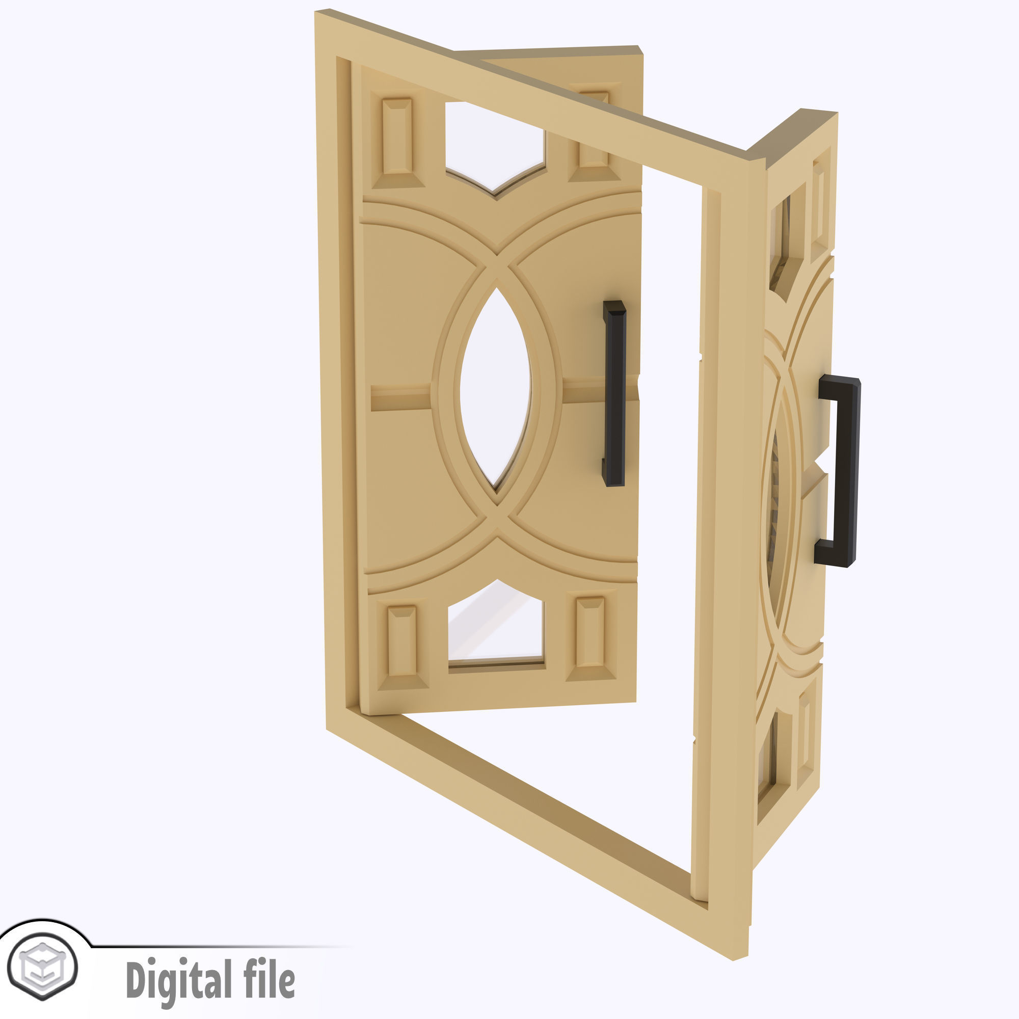 Functional Double Door style 7 multi-color and multi-material 3D print model_4