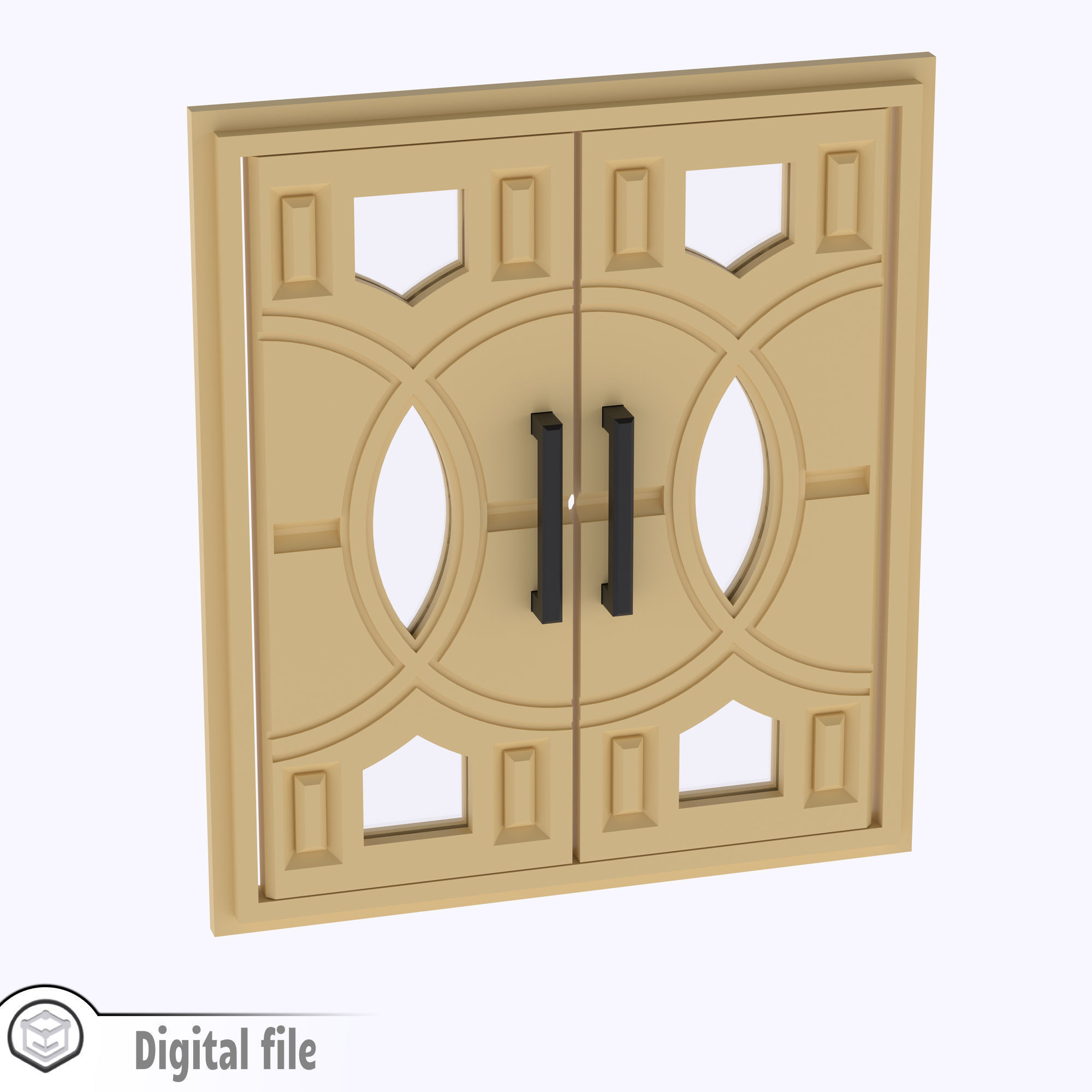 Functional Double Door style 7 multi-color and multi-material 3D print model_7