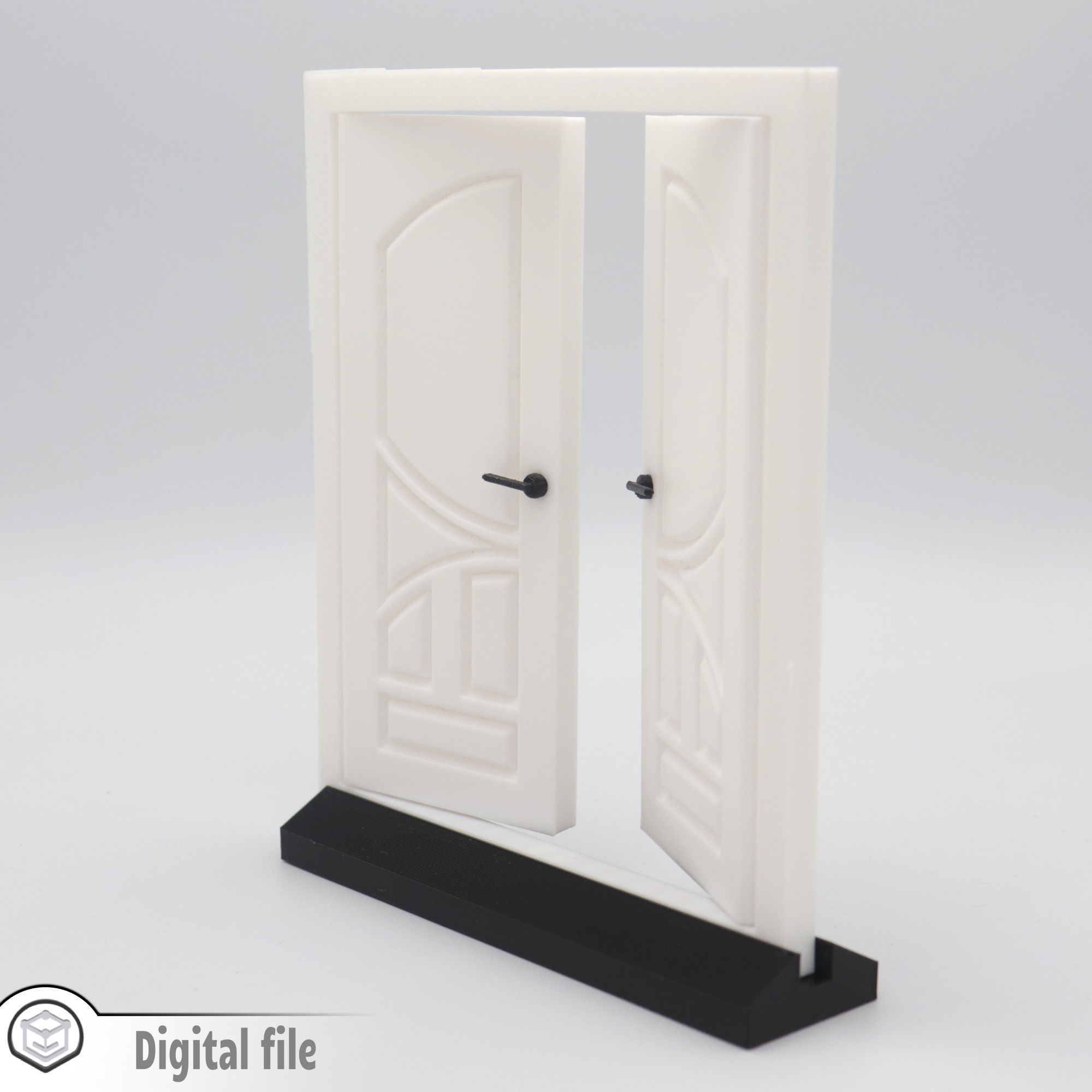 Functional Double Door style 8 multi-color and multi-material 3D print model_1