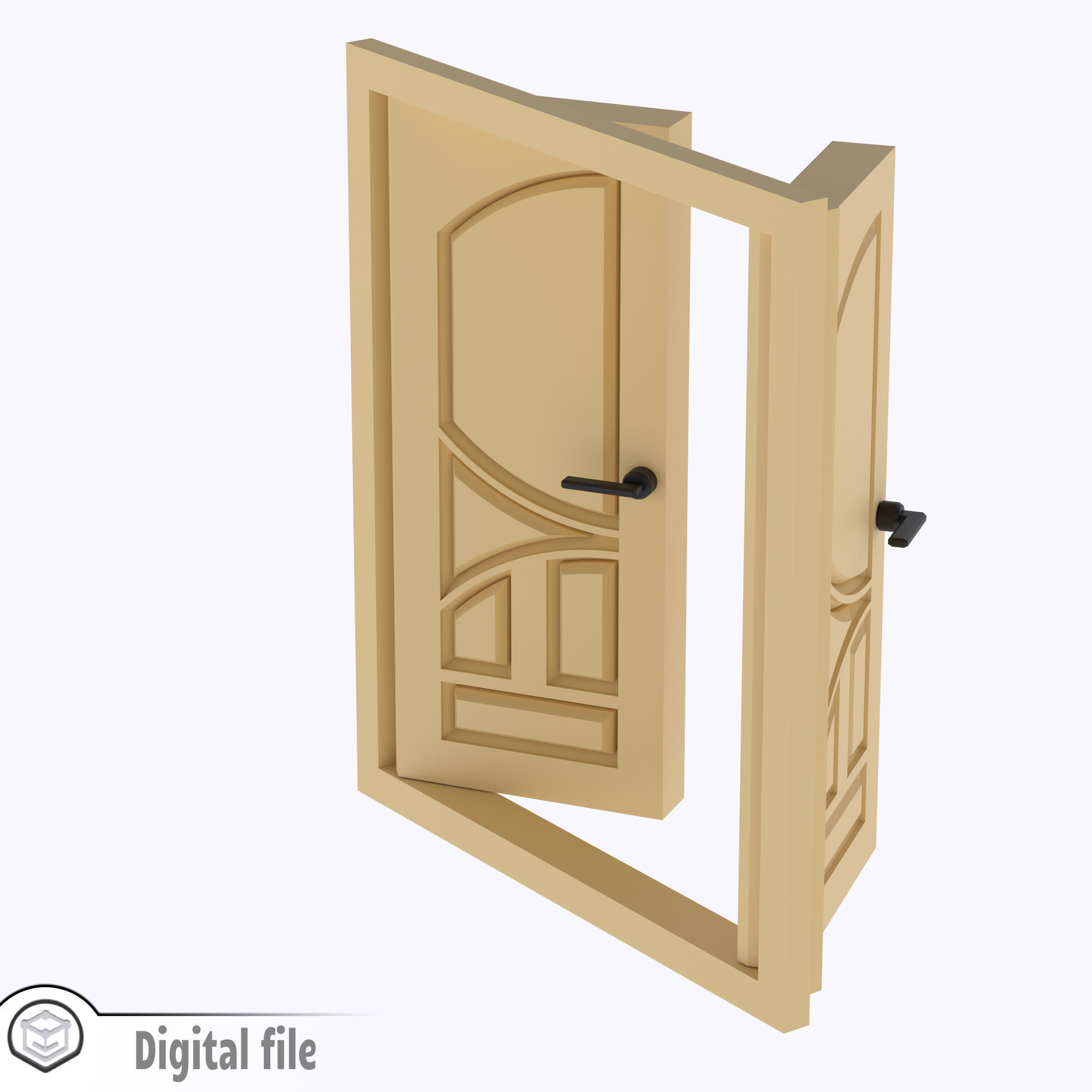 Functional Double Door style 8 multi-color and multi-material 3D print model_7