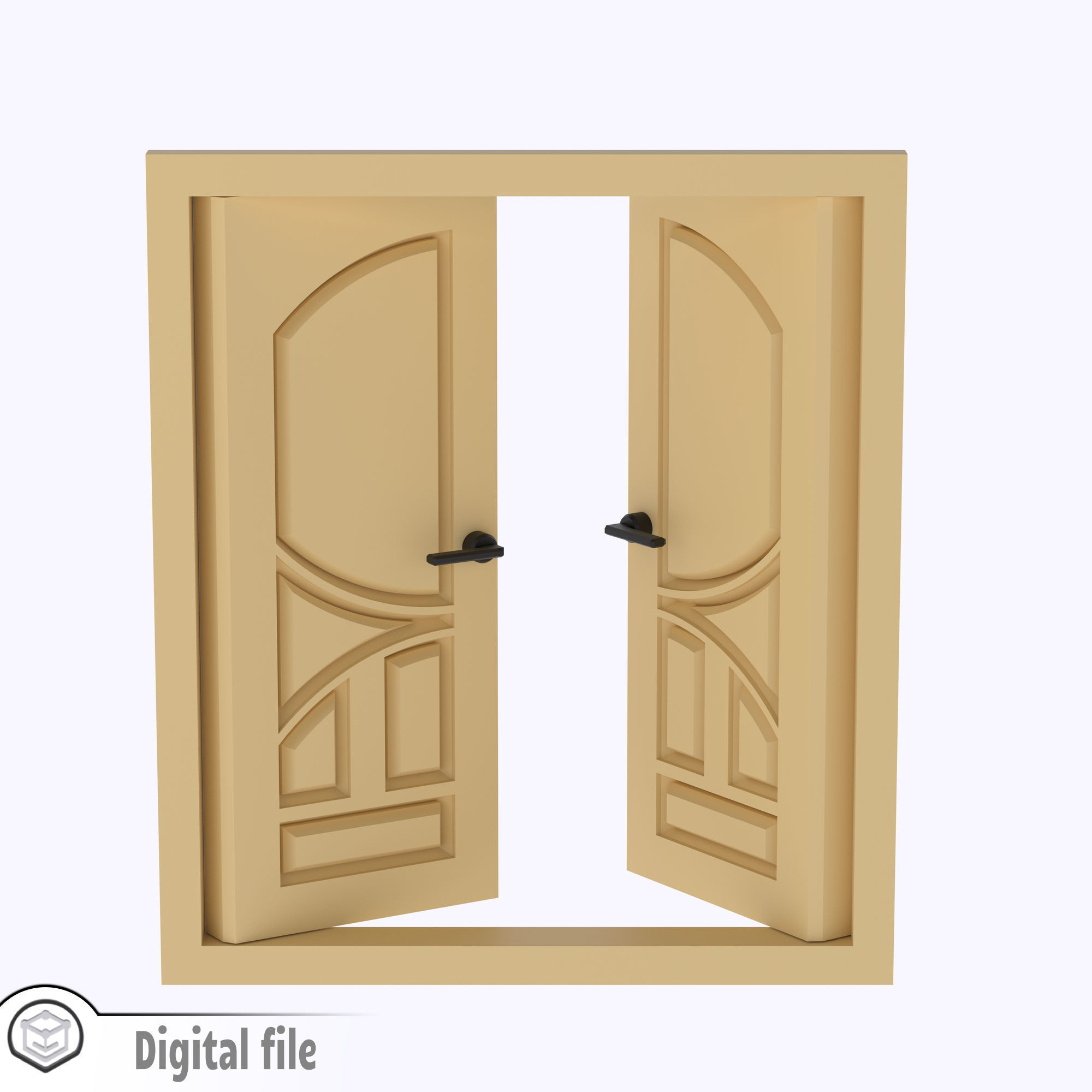 Functional Double Door style 8 multi-color and multi-material 3D print model_9