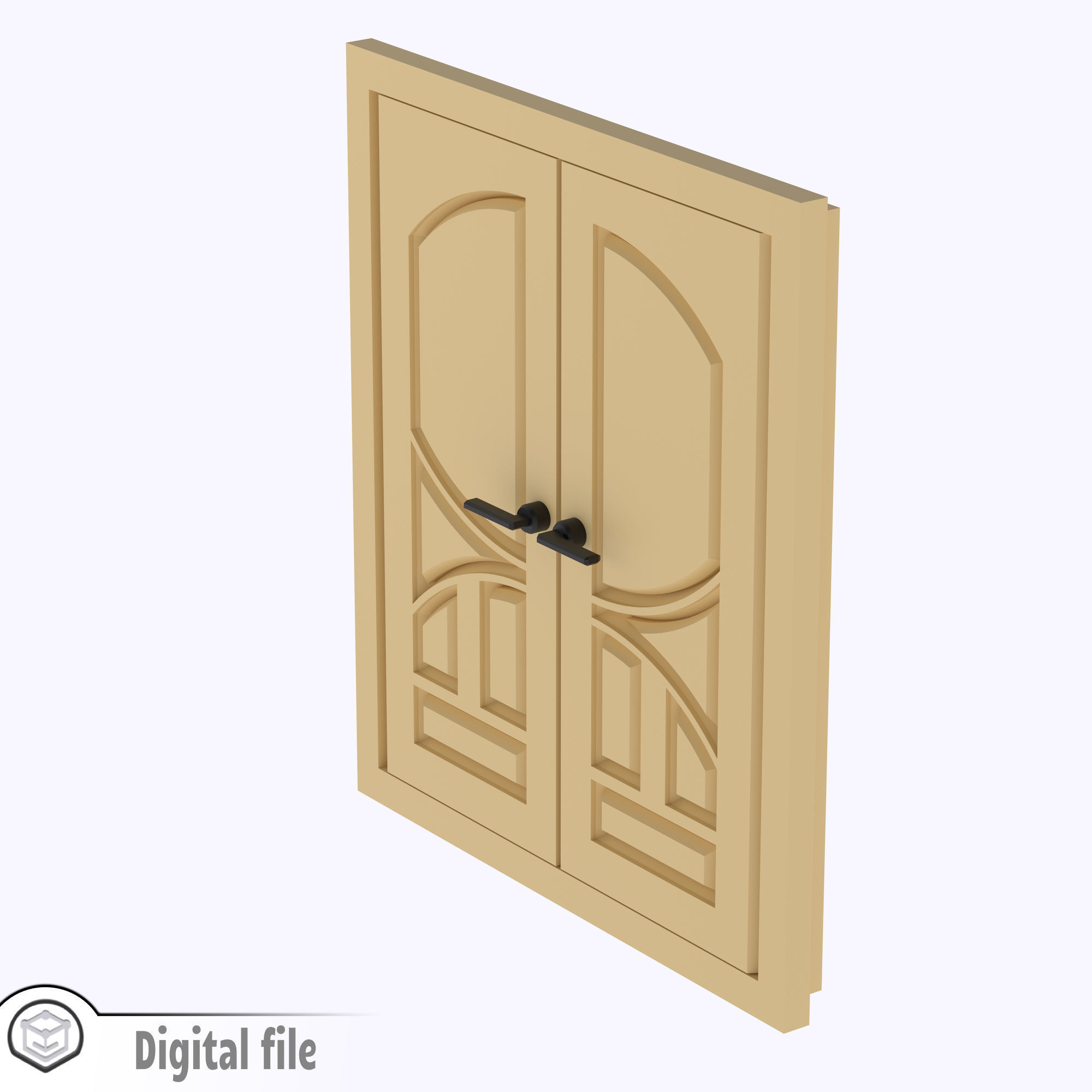 Functional Double Door style 8 multi-color and multi-material 3D print model_4