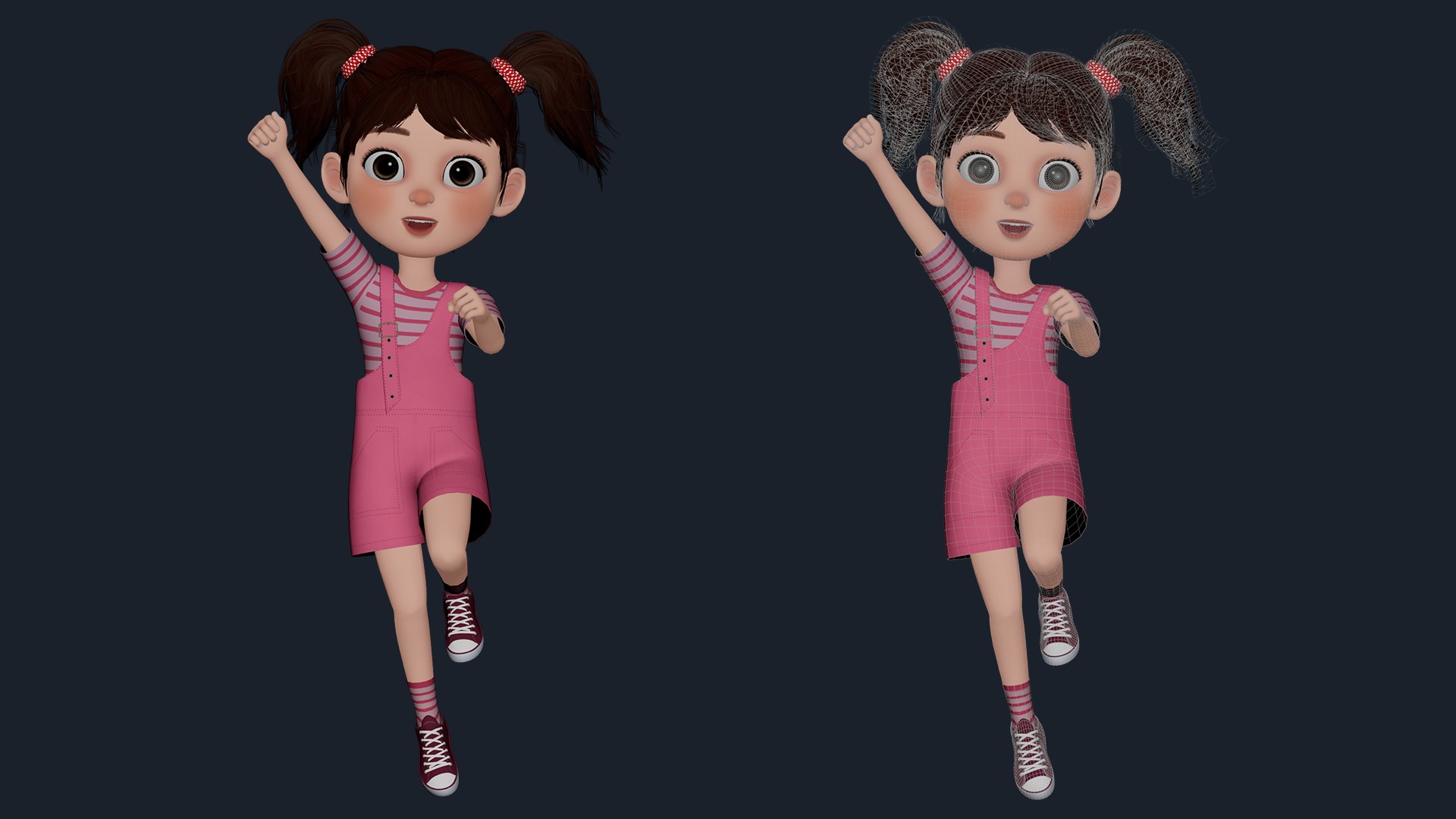 Karton Rigged CARTOON GIRL - rigged child 3D model rigged | CGTrader
