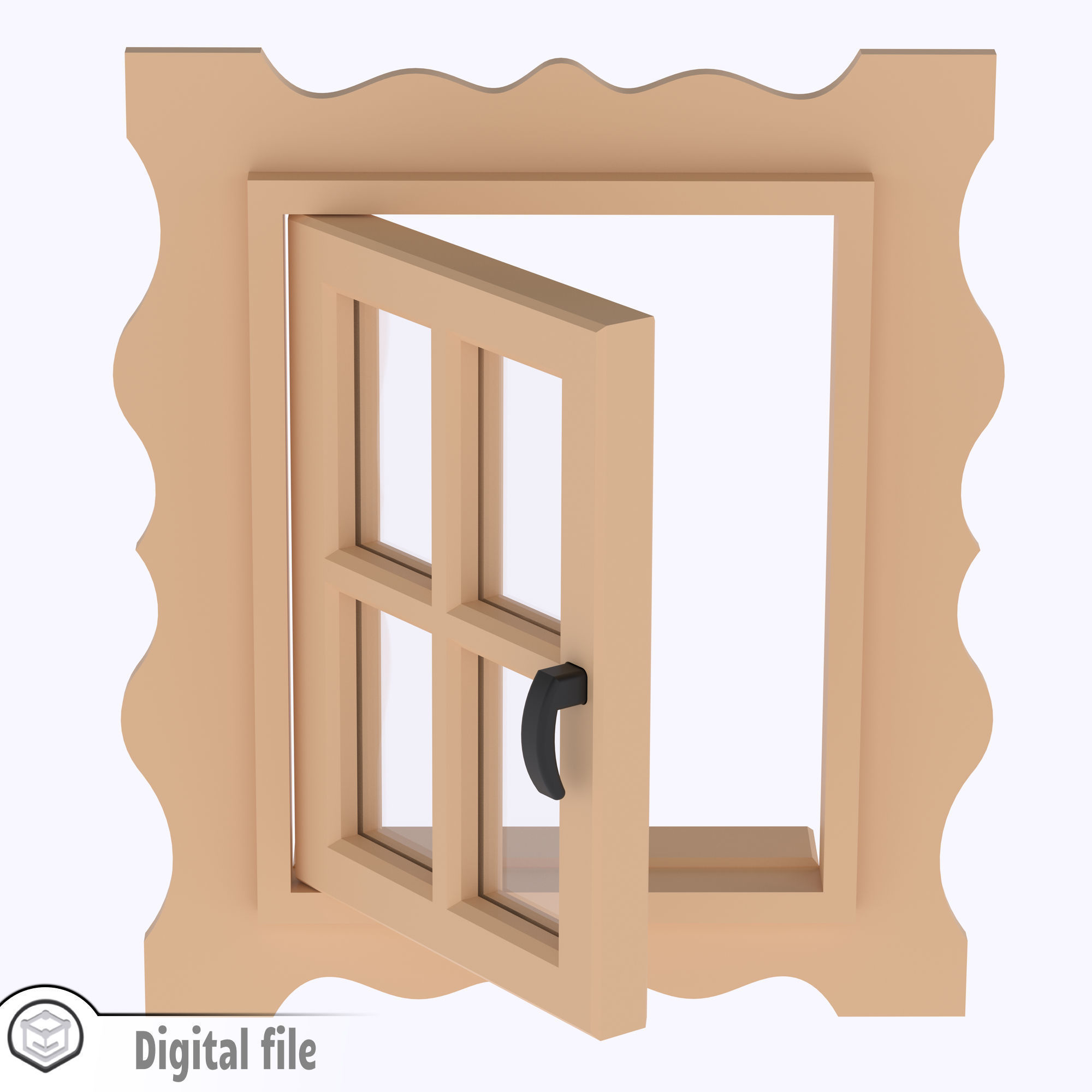 Functional Single window style 1 multi-color and multi-material 3D print model_9
