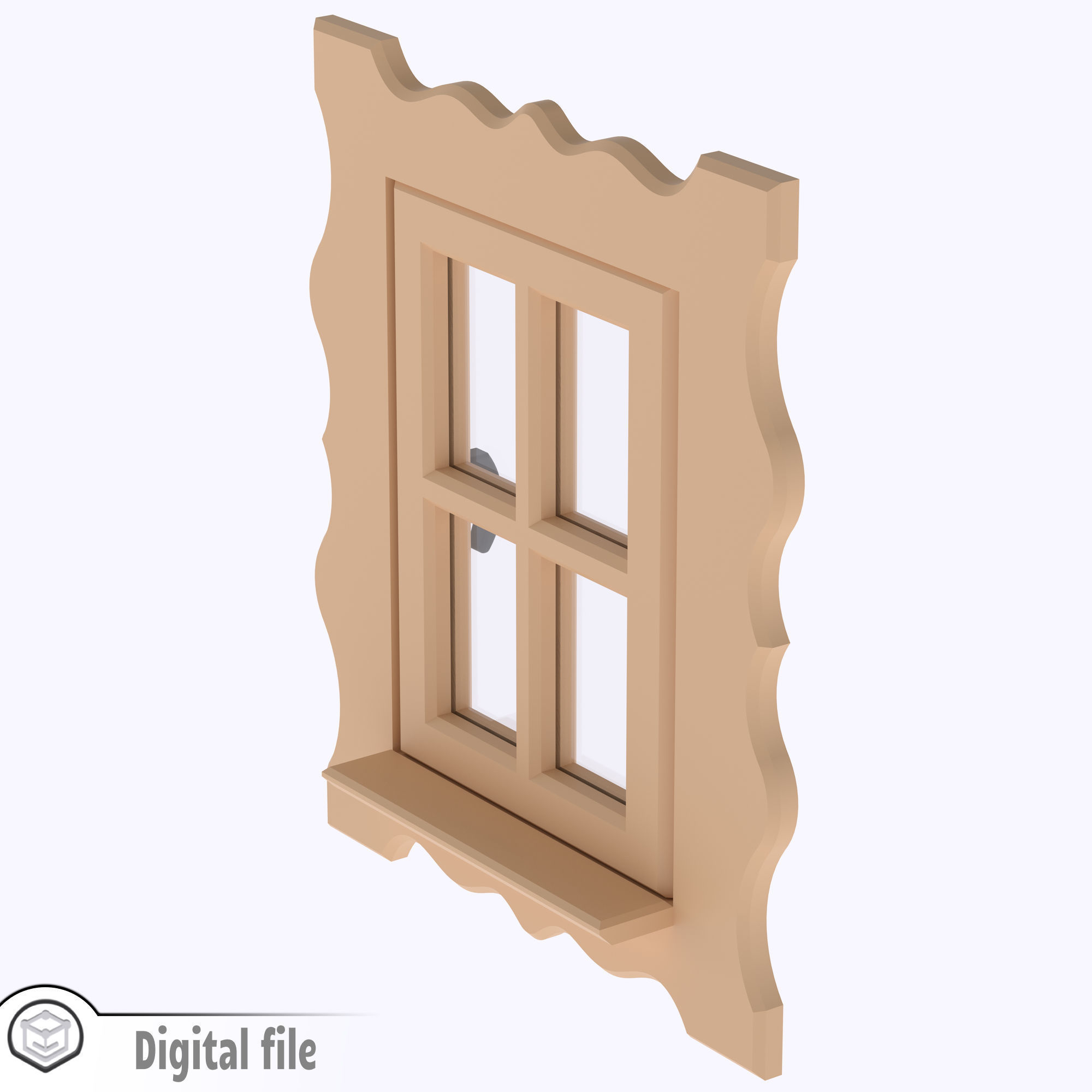 Functional Single window style 1 multi-color and multi-material 3D print model_5