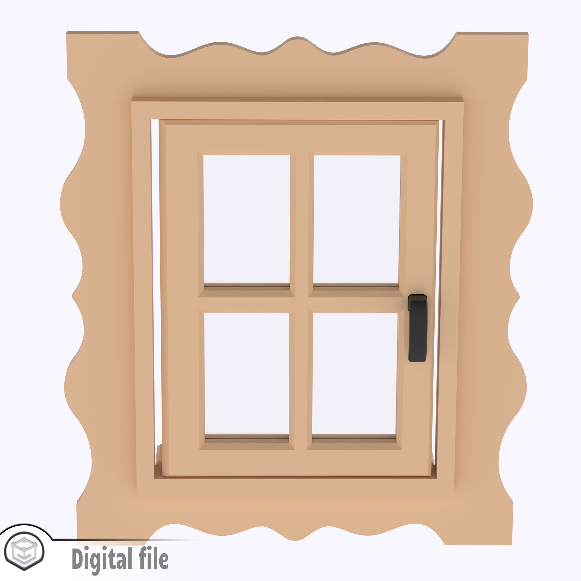 Functional Single window style 1 multi-color and multi-material 3D print model_6