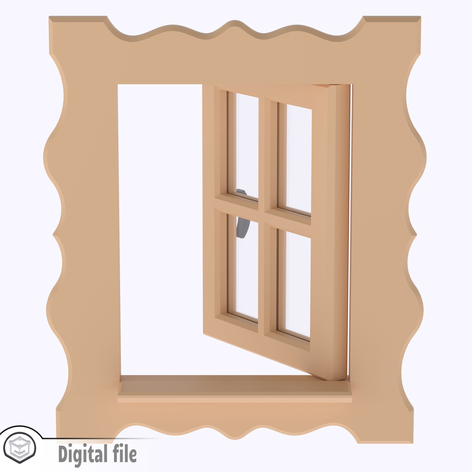 Functional Single window style 1 multi-color and multi-material 3D print model_10