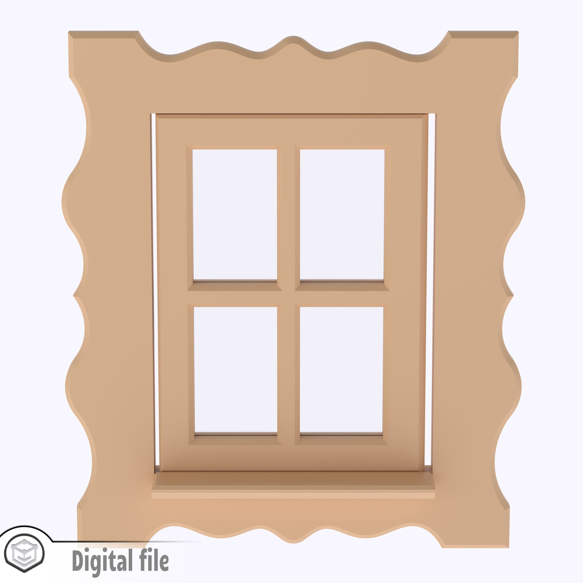 Functional Single window style 1 multi-color and multi-material 3D print model_7