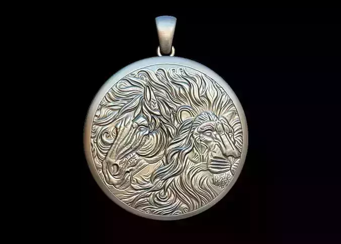 Horse and Lion Duo  Pendant