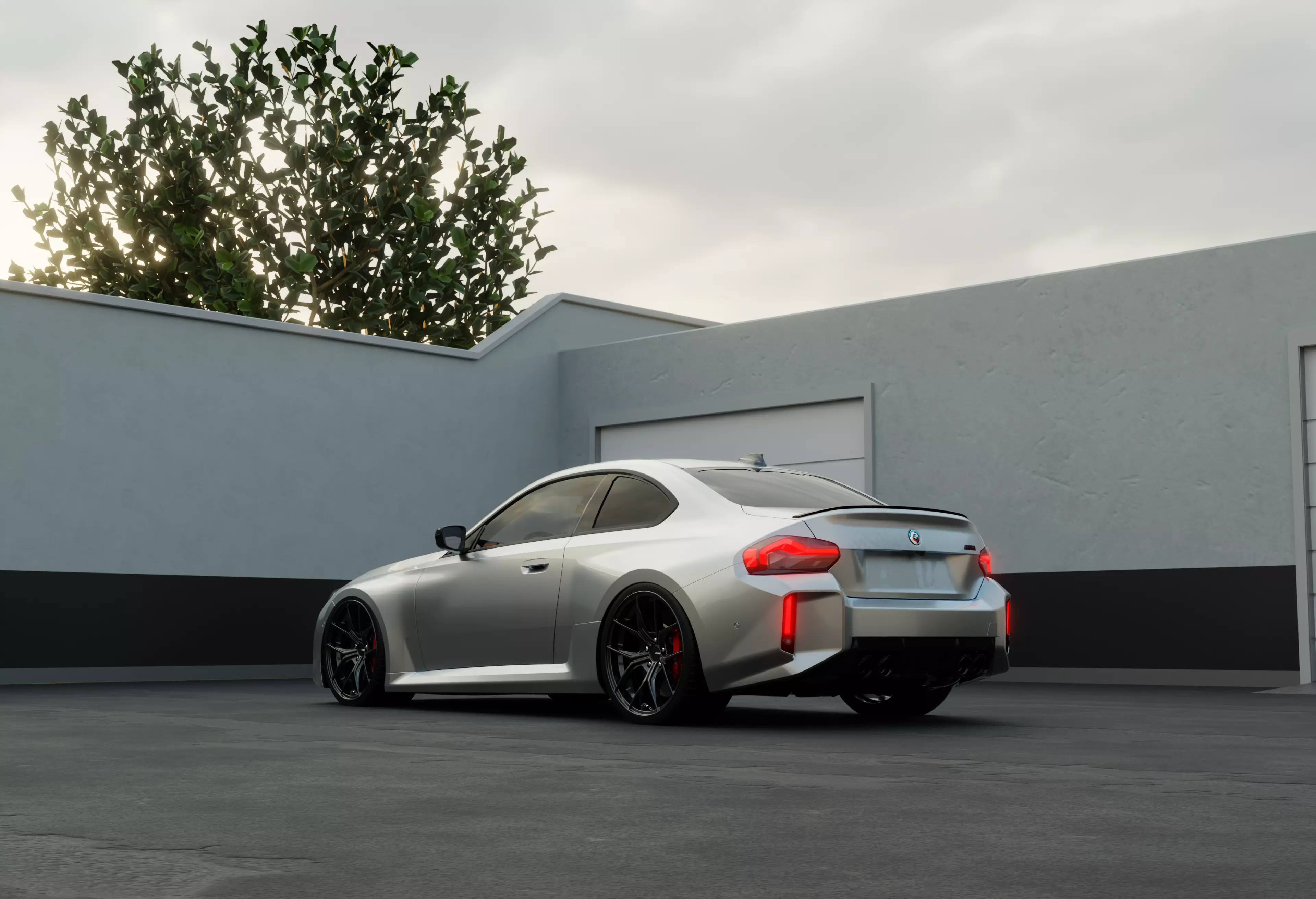 Garage Scene Automotive Blender Free low-poly 3D model_0