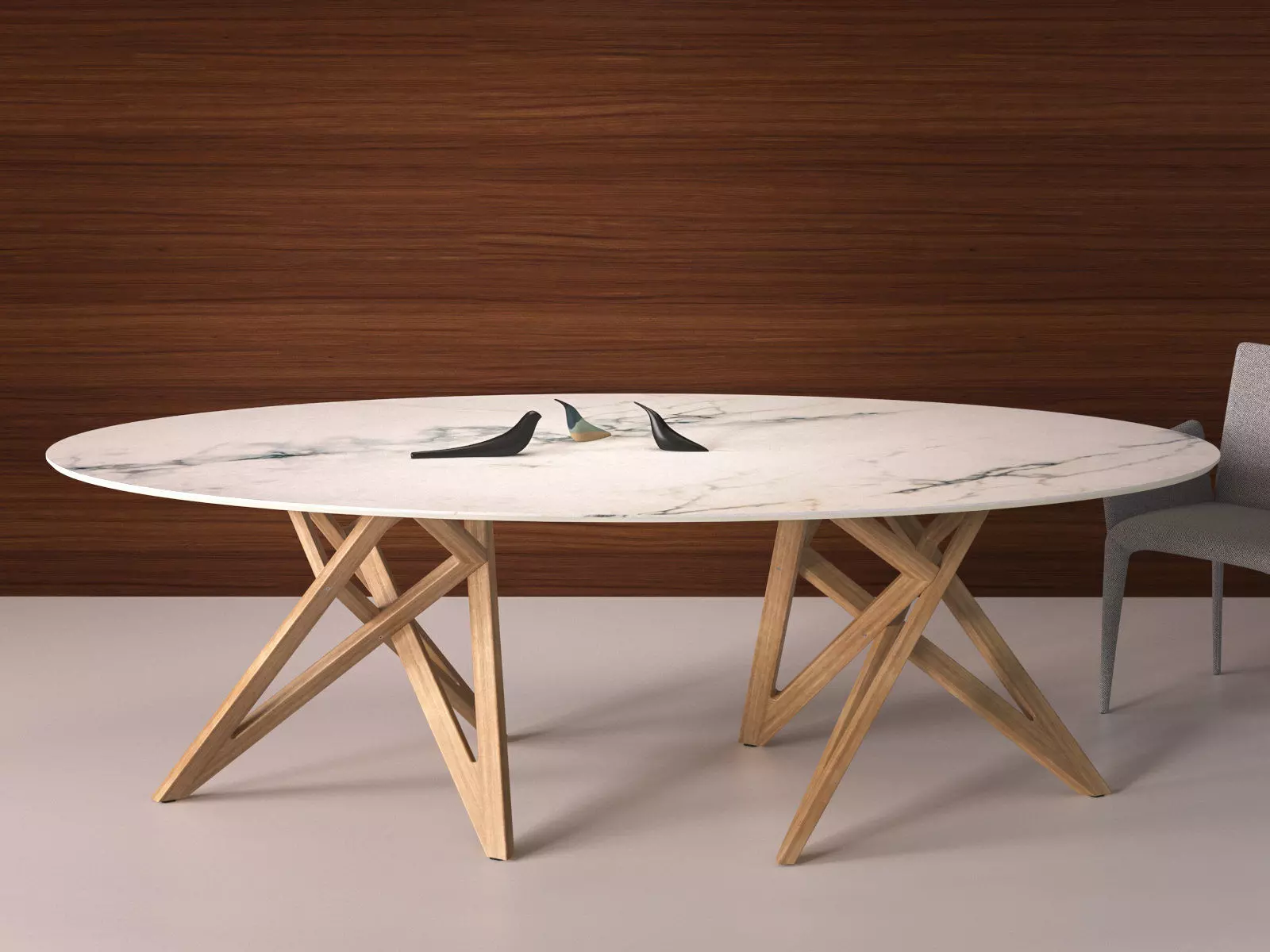 Ennea Oval Dining Table 3D model_0