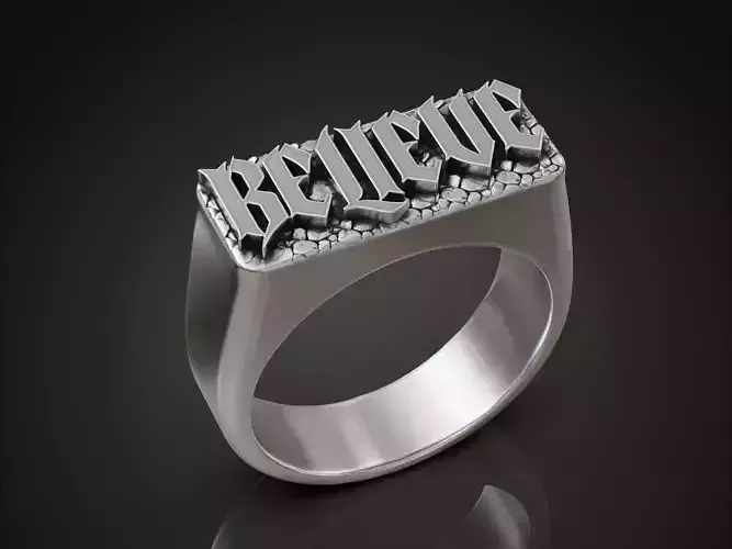 Gothic BELIEVE Ring - Statement Jewelry