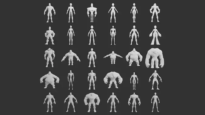 30 Base Character Models Pack for Faster Character Creation 