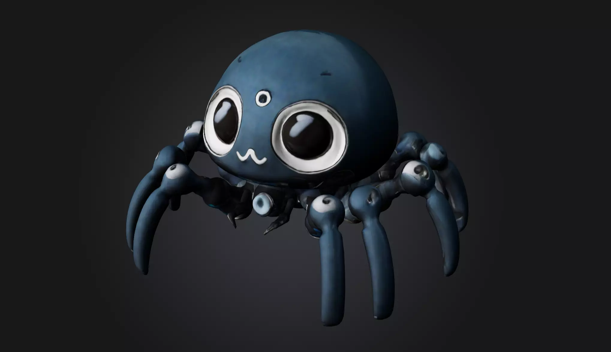 Cute Cyborg Robot Spider Low-poly 3D model_0