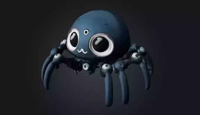 Cute Cyborg Robot Spider Low-poly 3D model