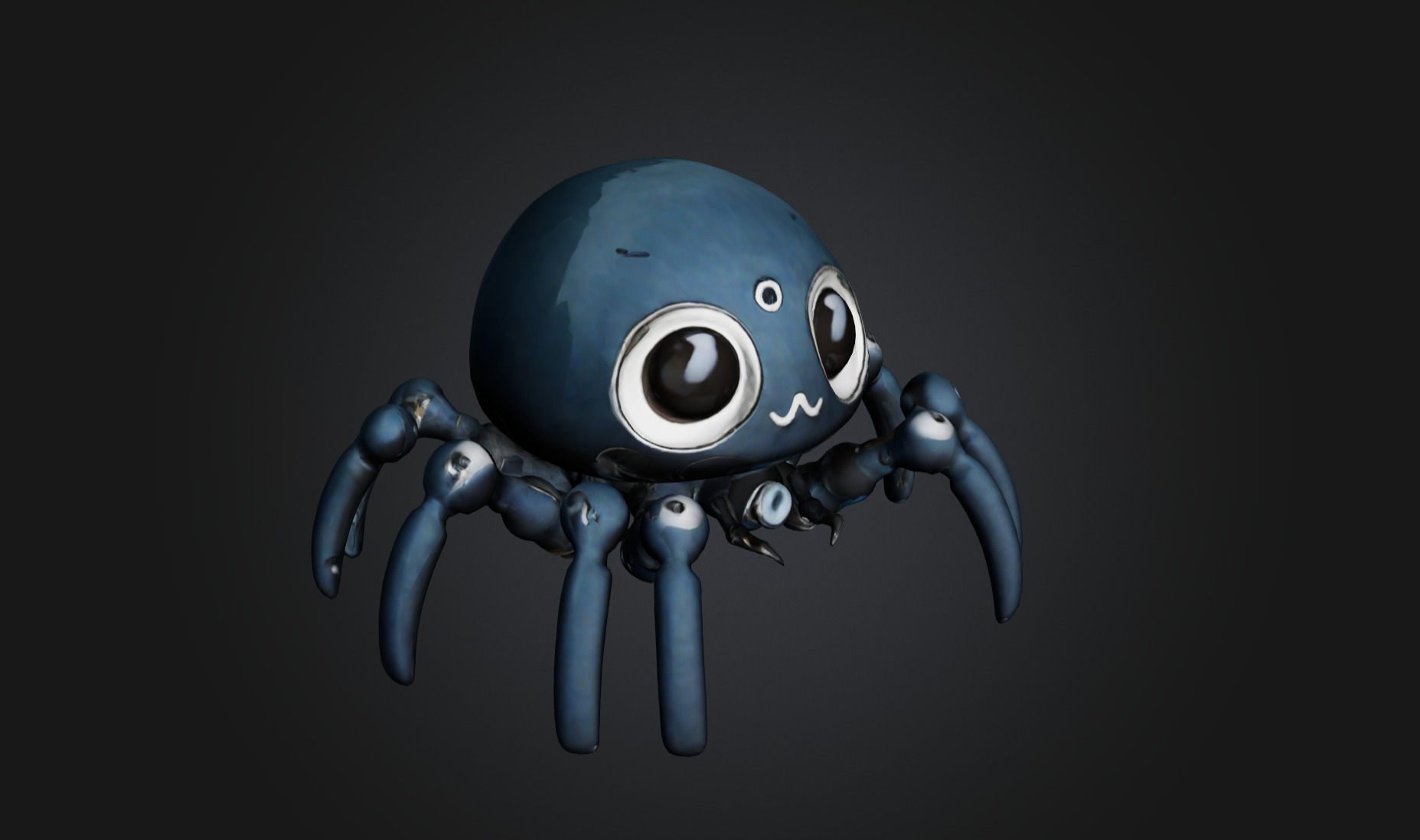 Cute Cyborg Robot Spider Low-poly 3D model_2