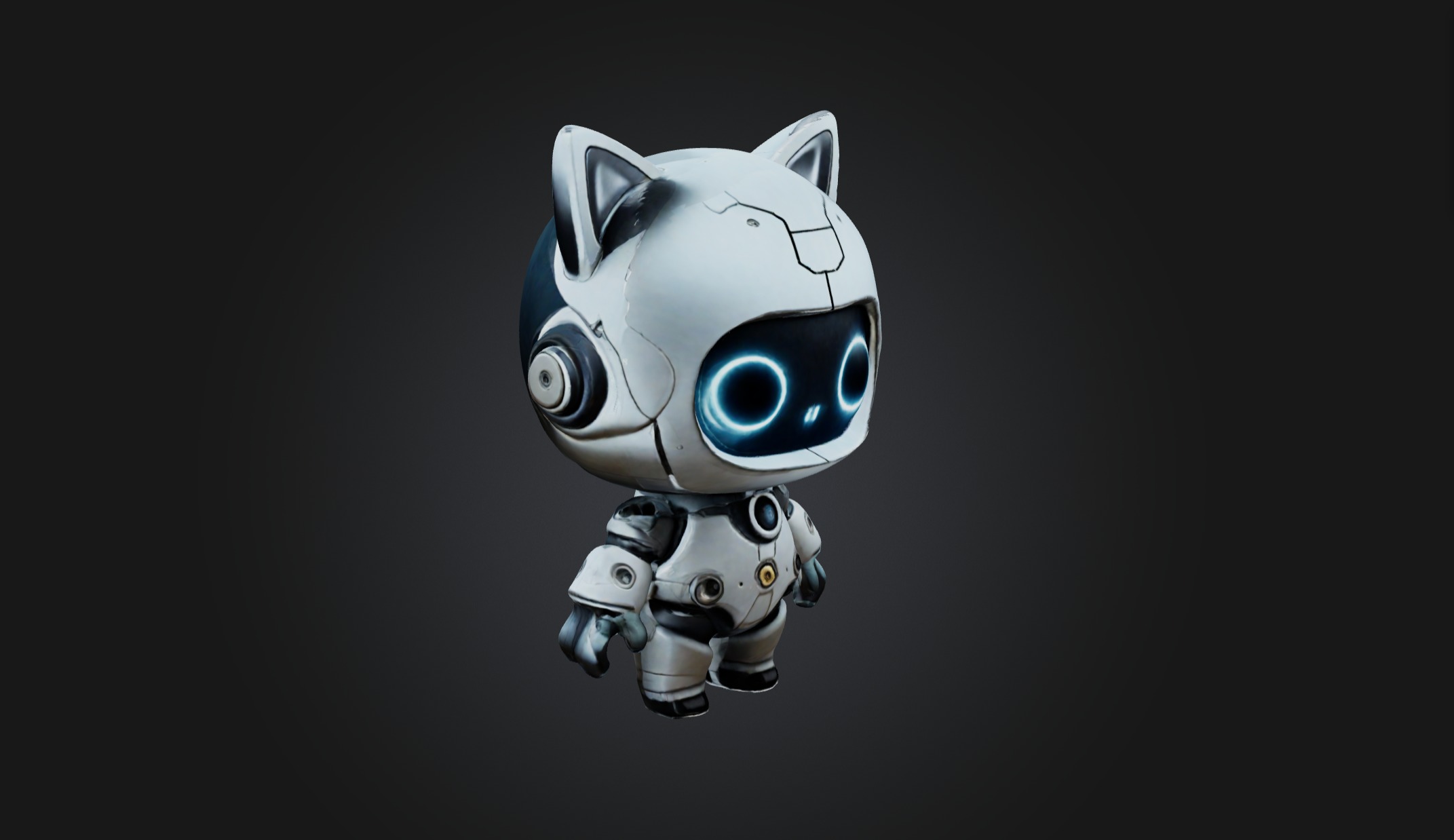 Cute Cyborg Cat Bot Low-poly 3D model_3
