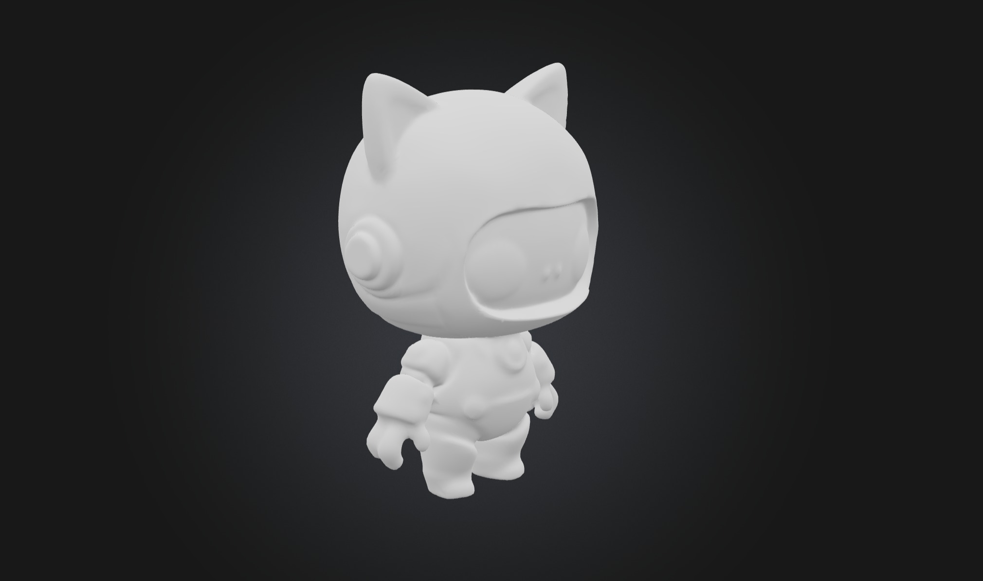 Cute Cyborg Cat Bot Low-poly 3D model_5