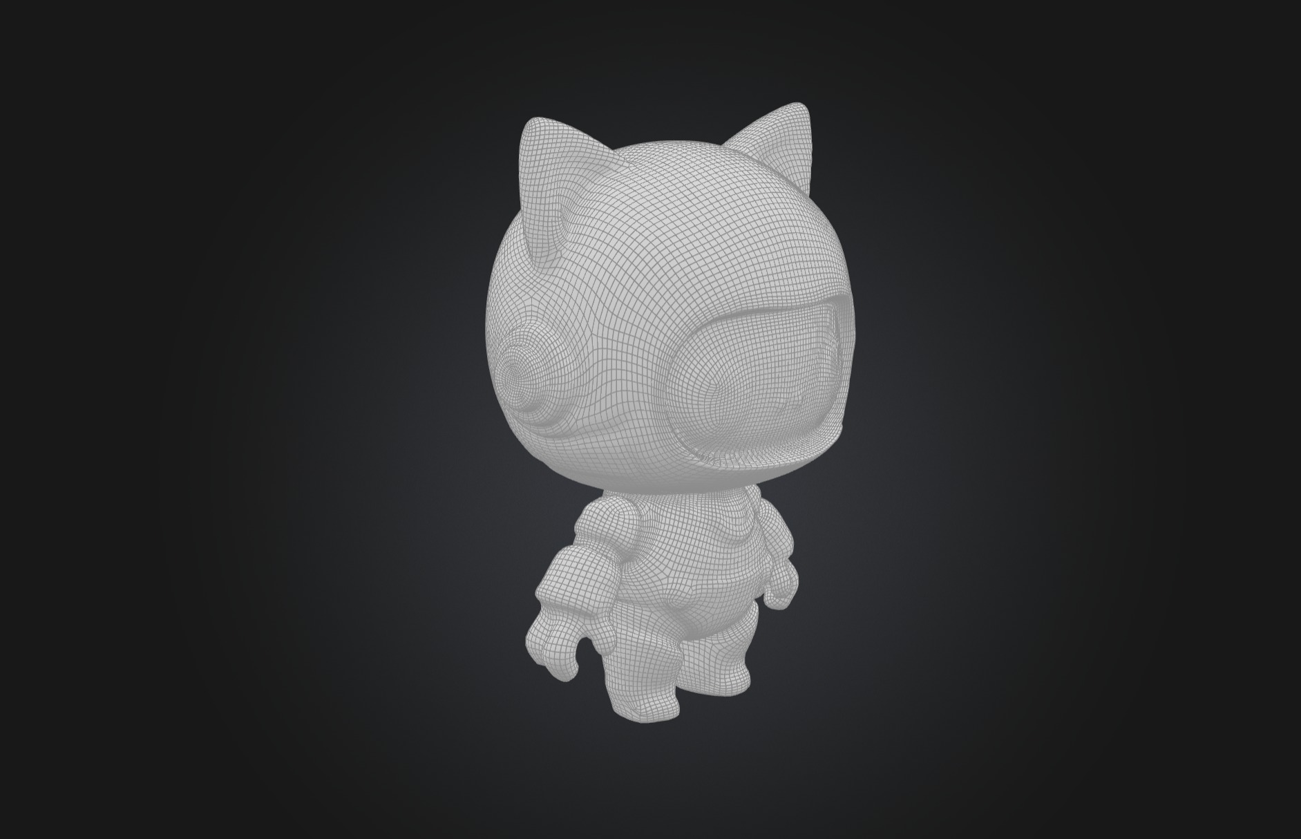 Cute Cyborg Cat Bot Low-poly 3D model_4