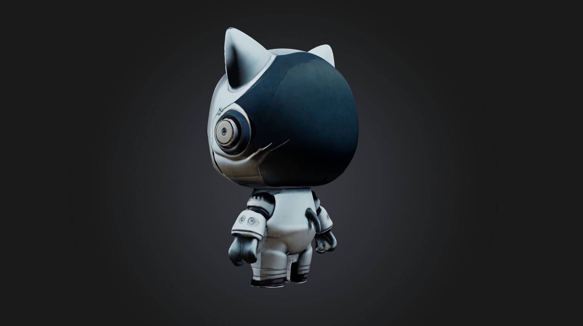 Cute Cyborg Cat Bot Low-poly 3D model_2