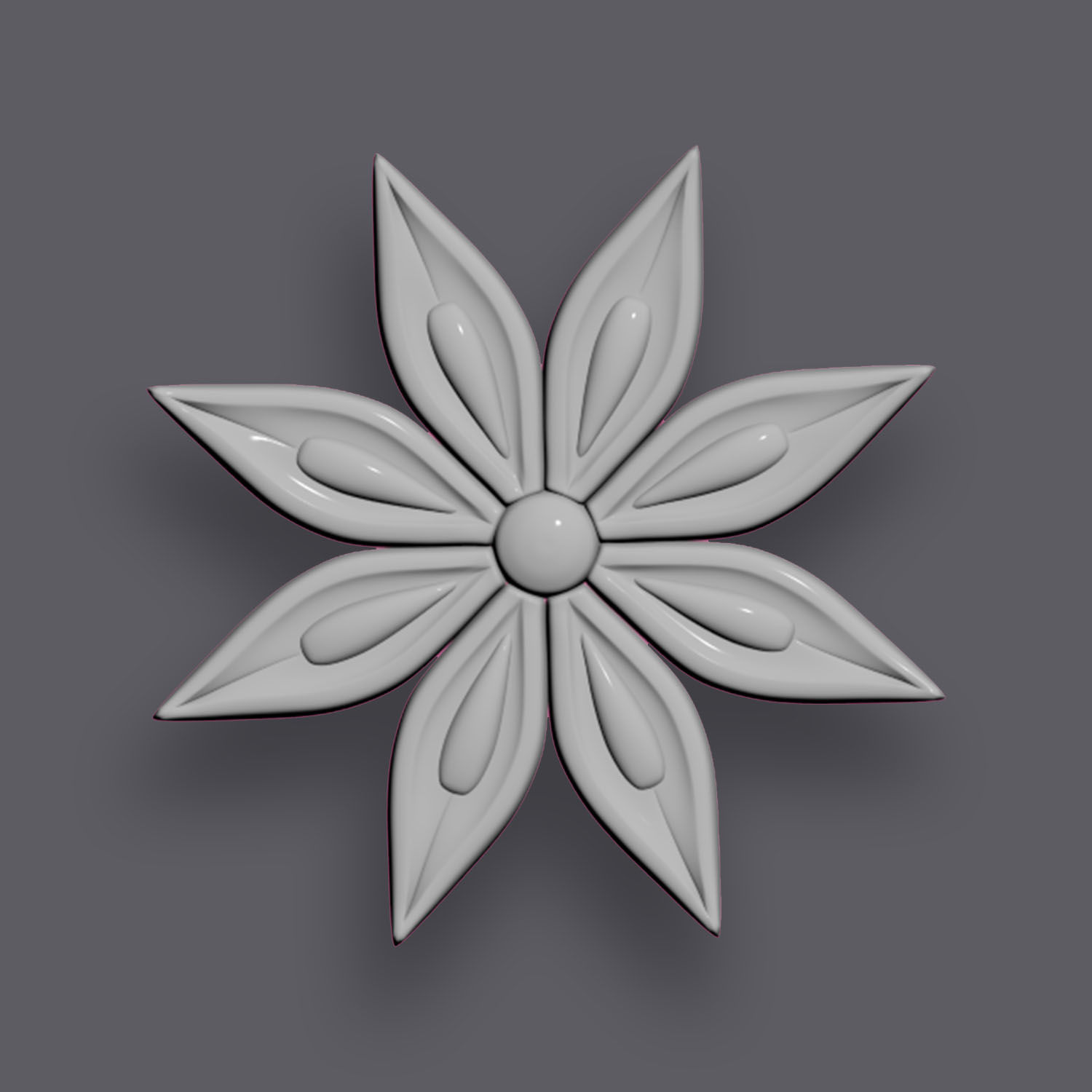 5 Flowers Ornamental Pack 9 3D model_13