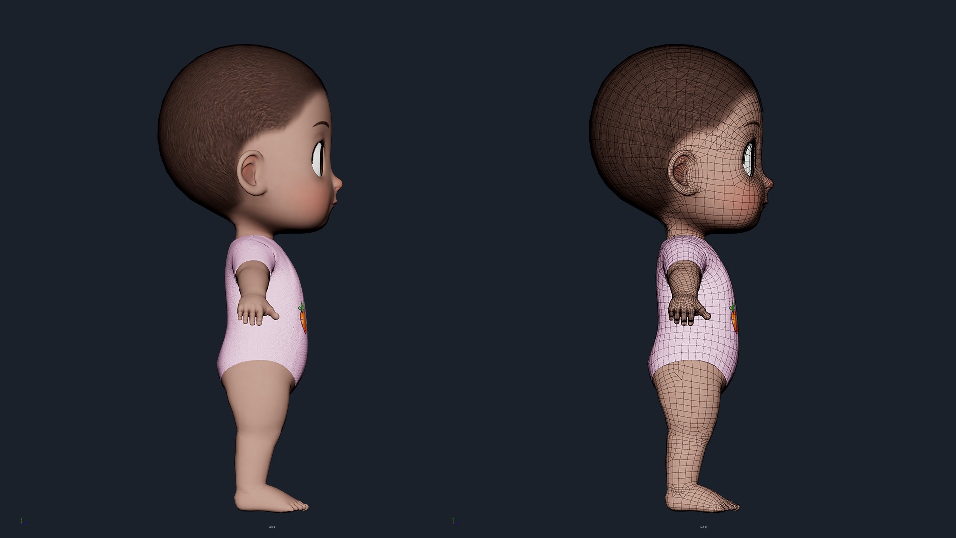 Cartoon Baby Boy Rigged Low-poly 3D model_14