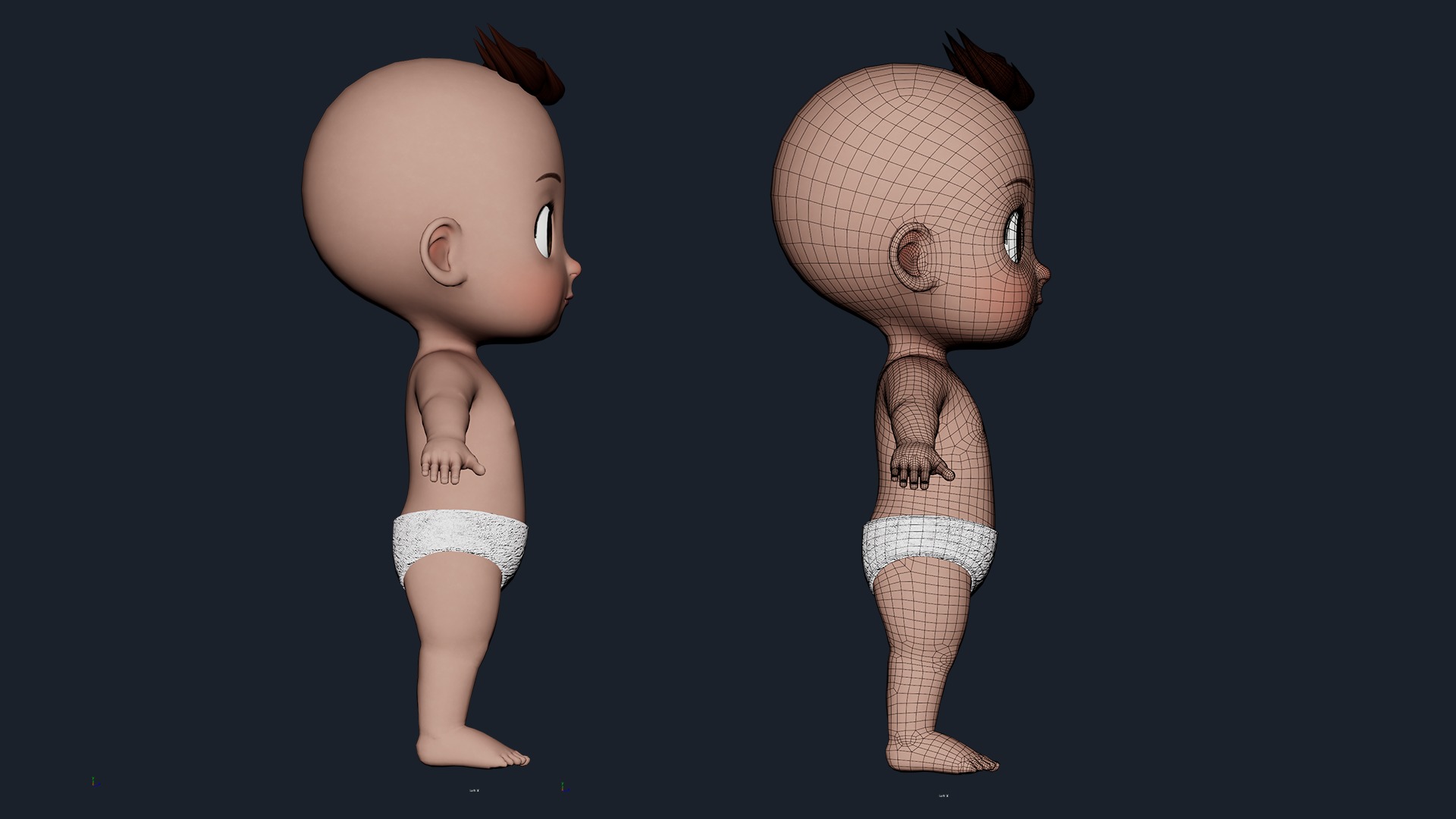 Cartoon Baby Boy Rigged Low-poly 3D model_15