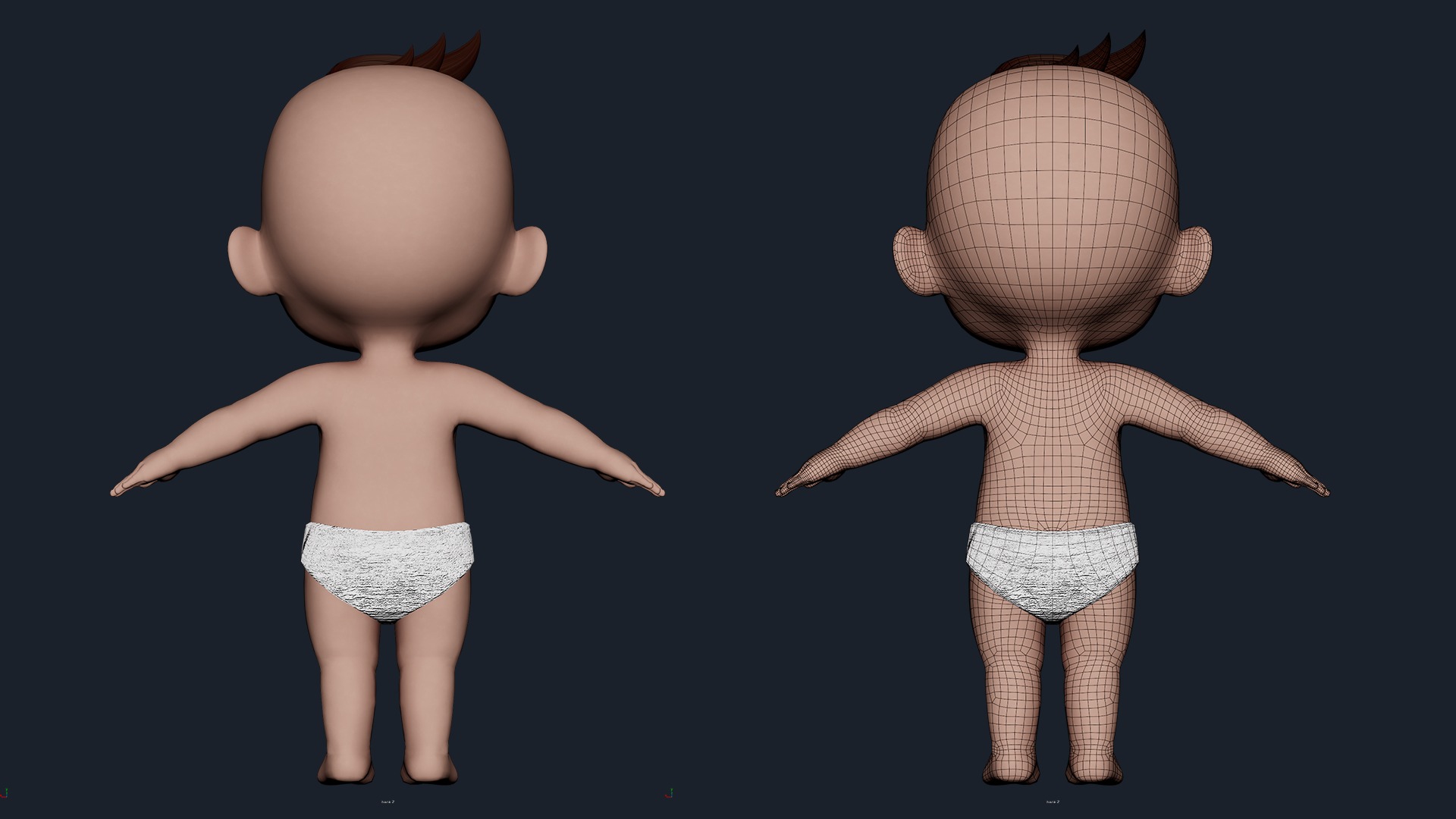 Cartoon Baby Boy Rigged Low-poly 3D model_16