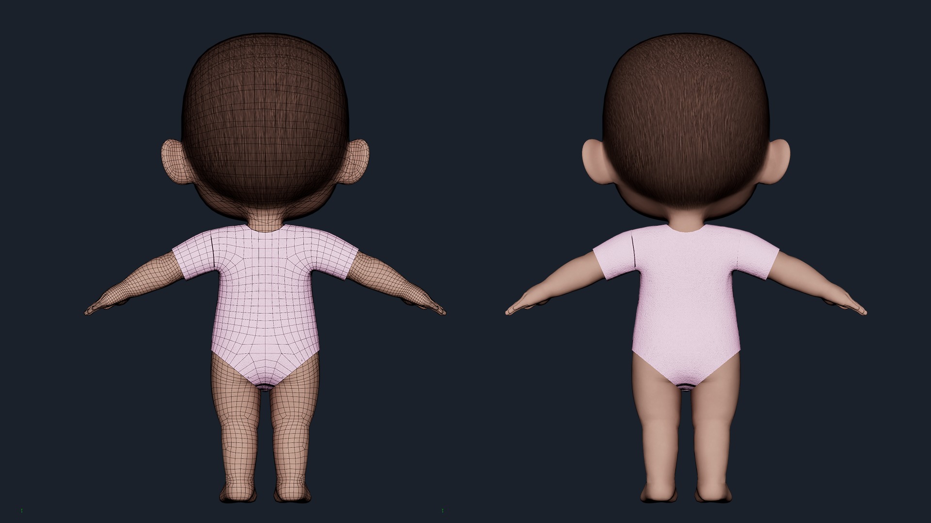 Cartoon Baby Boy Rigged Low-poly 3D model_17