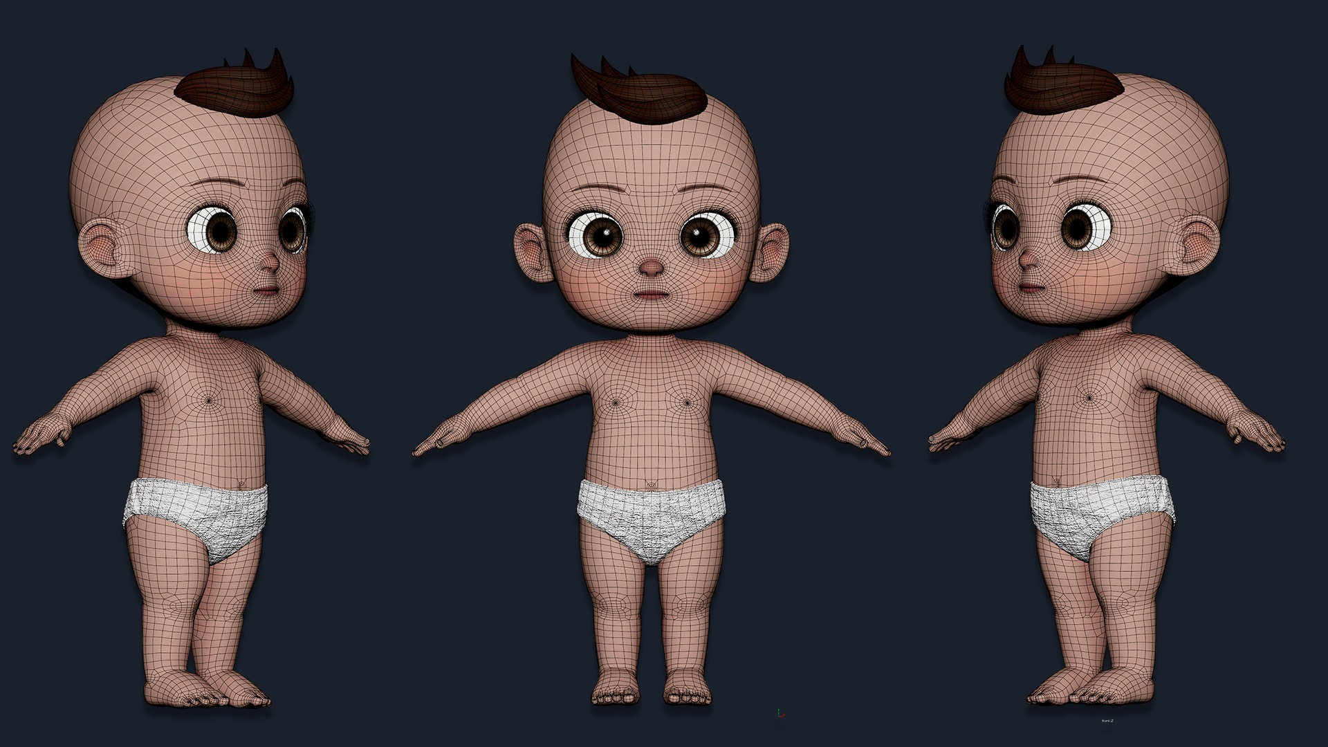 Cartoon Baby Boy Rigged Low-poly 3D model_5