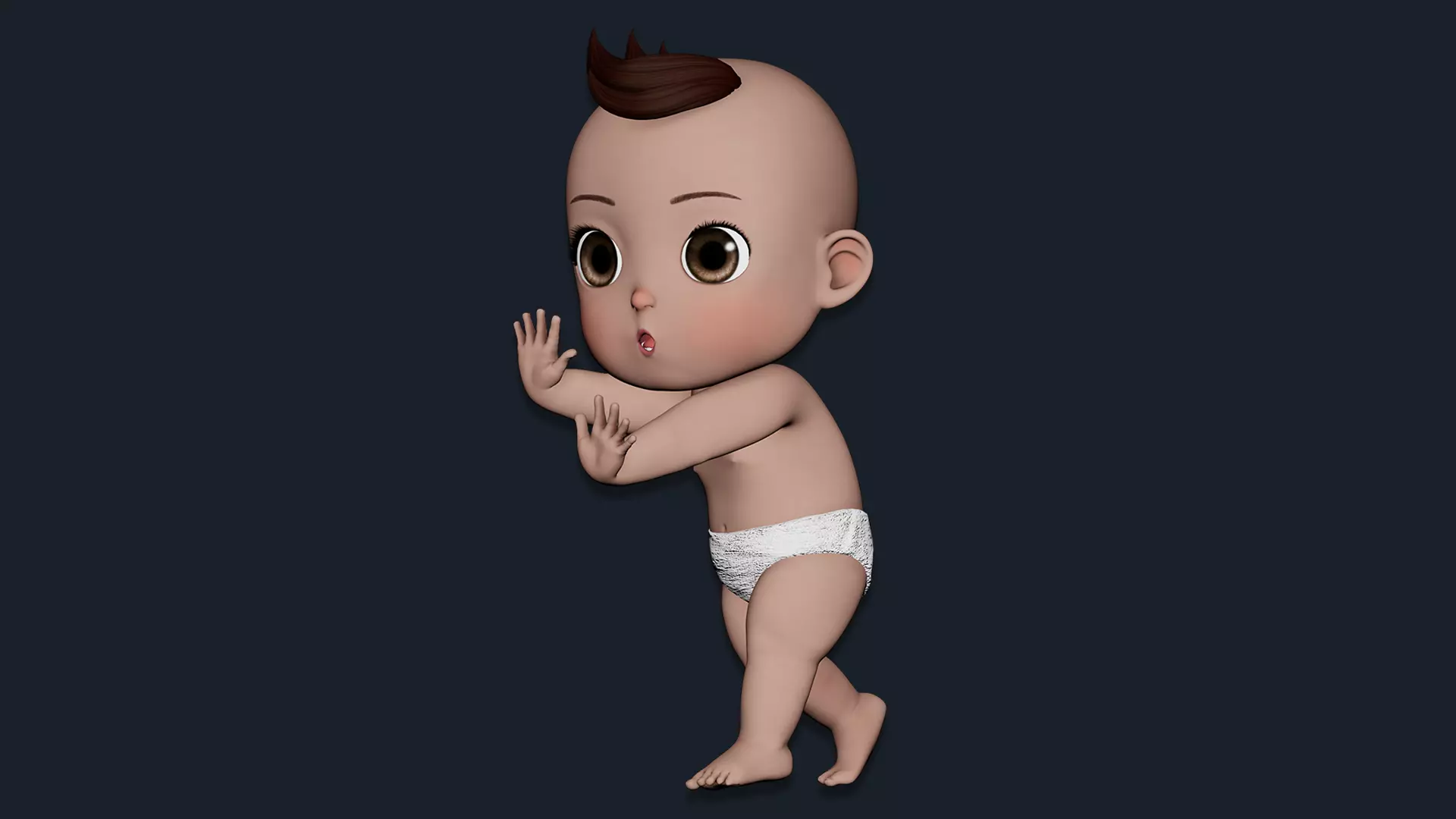 Cartoon Baby Boy Rigged Low-poly 3D model_0